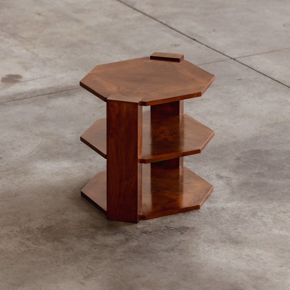 Jacques Adnet Octagonal Three-Tier Side Table, 1954, 1954