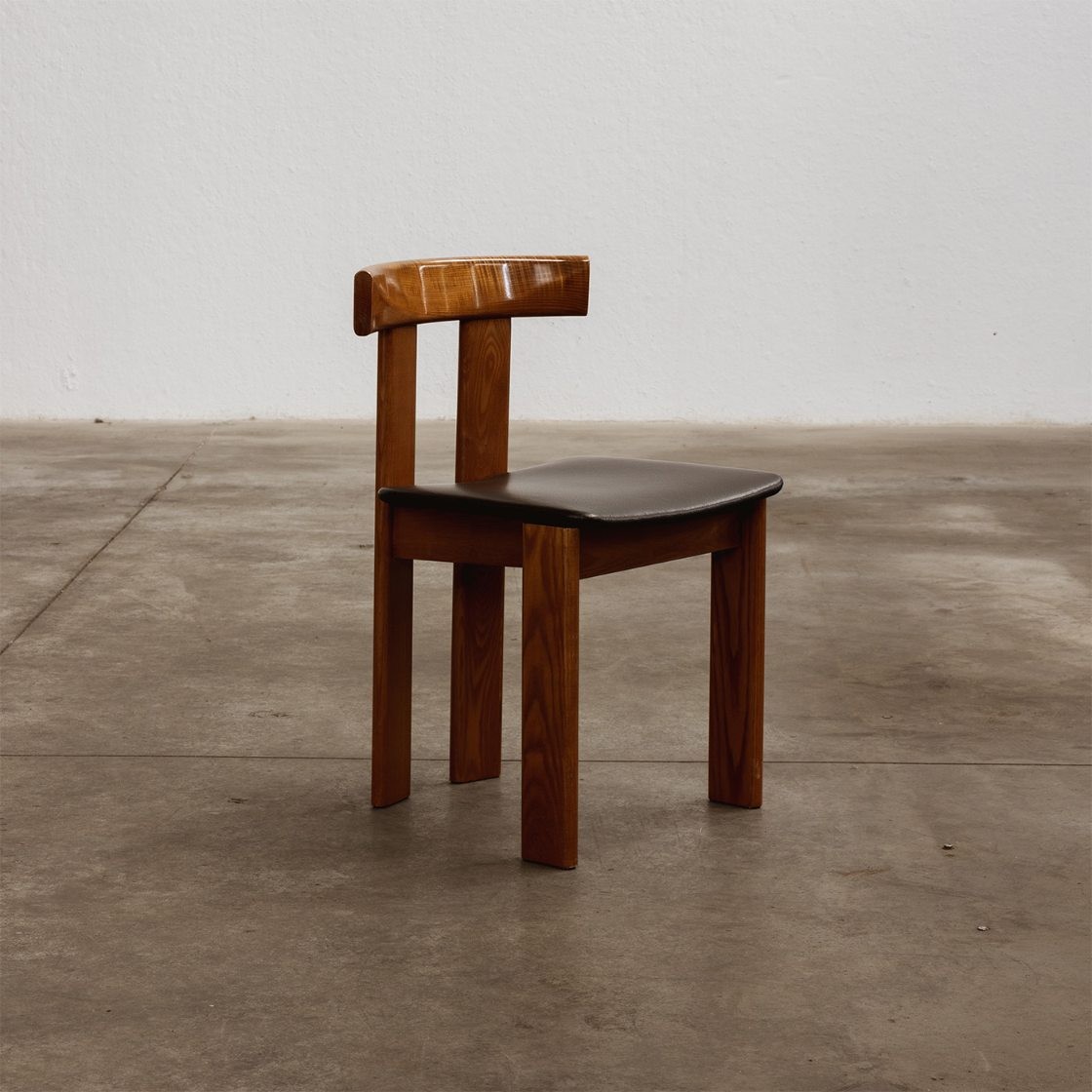 Luigi Vaghi "Euro" Dining Chairs for Former, Black Leather, 1968, Set of 6, 1968
