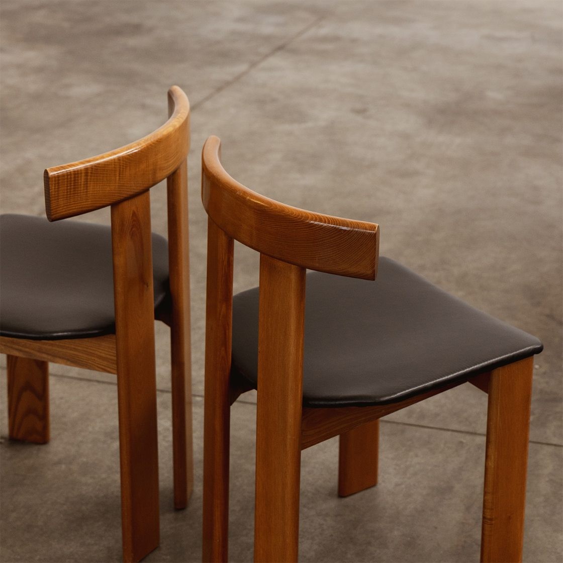 Luigi Vaghi Dining Chairs for Former, Black Leather, 1968, Set of 6, 1968