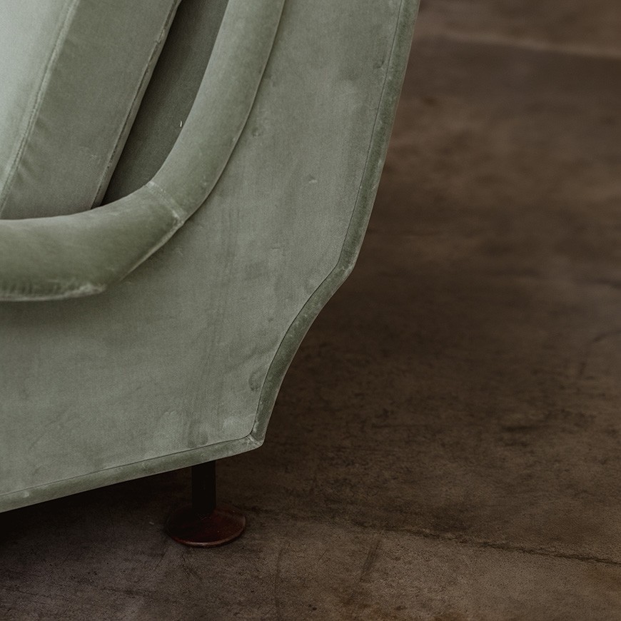 Marco Zanuso "Regent" Armchairs for Arflex, Sage Green Velvet, 1960, Set of 2, 1960