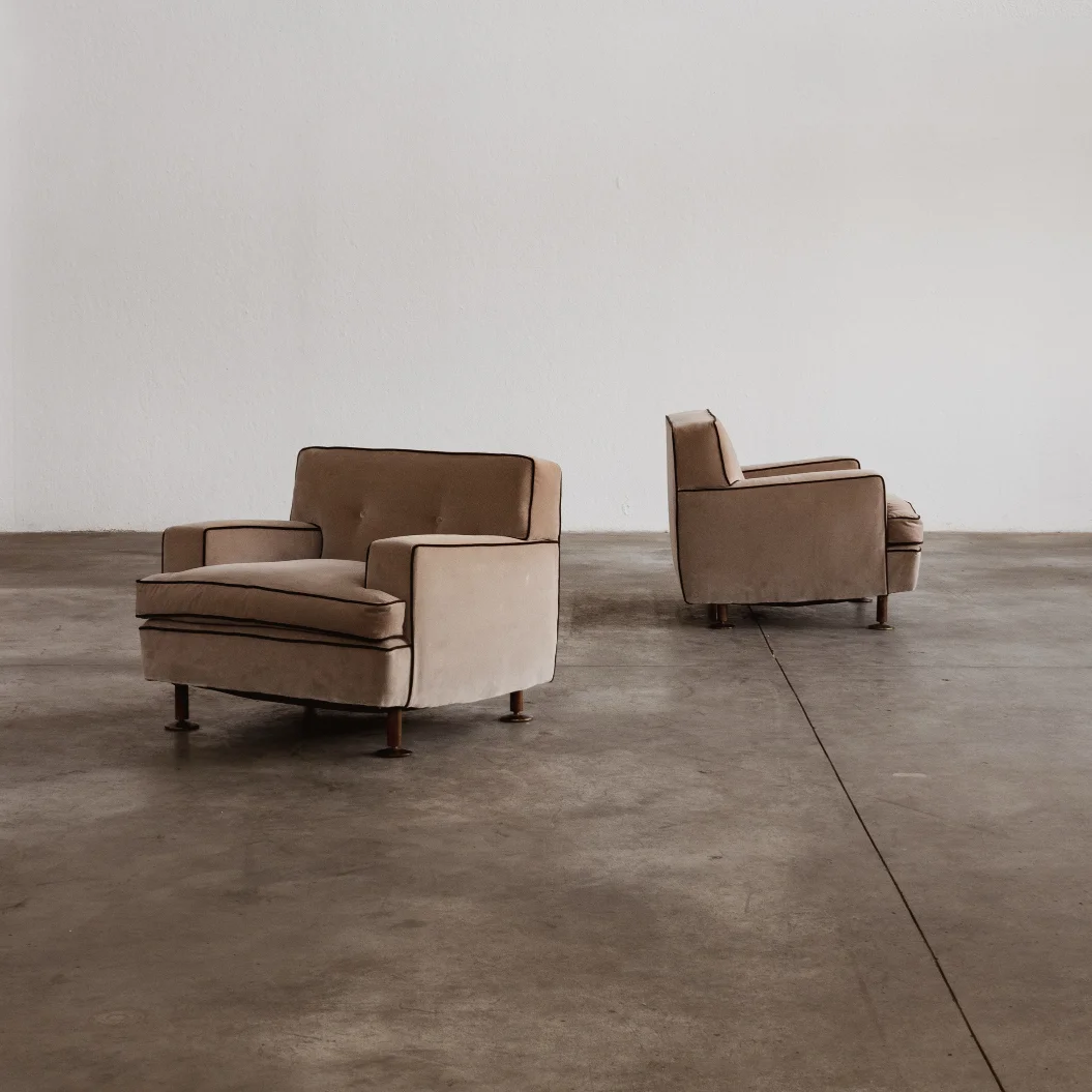 Marco Zanuso "Square" Armchairs for Arflex, camel velvet, 1962, set of 2, 1962