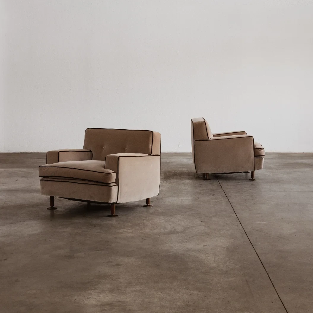 Marco Zanuso "Square" Armchairs for Arflex, camel velvet, 1962, set of 2, 1962