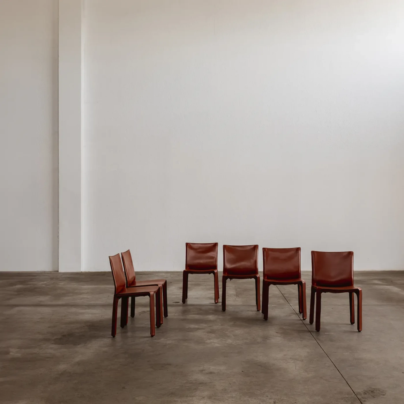 Mario Bellini "CAB 412" Dining Chairs for Cassina, China Red Leather, 1978, Set of 6, 1978