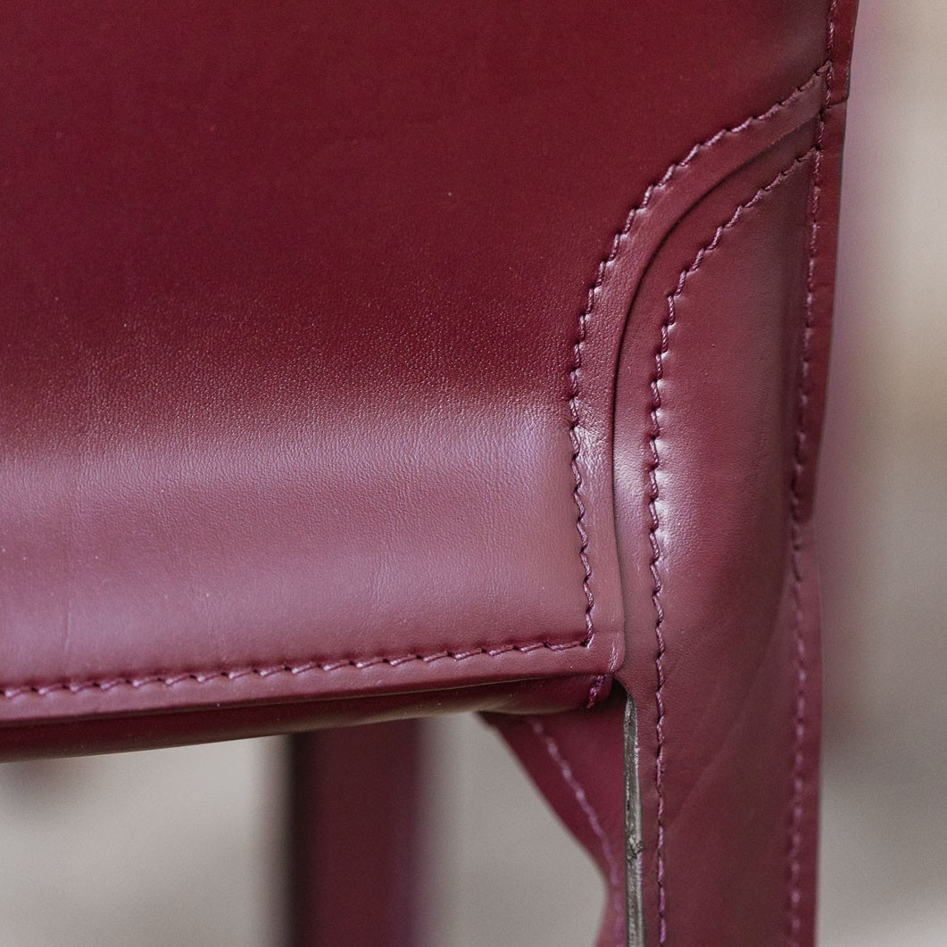 Mario Bellini "CAB 412" Dining Chairs for Cassina, Bordeaux Leather, 1978, Set of 6, 1978