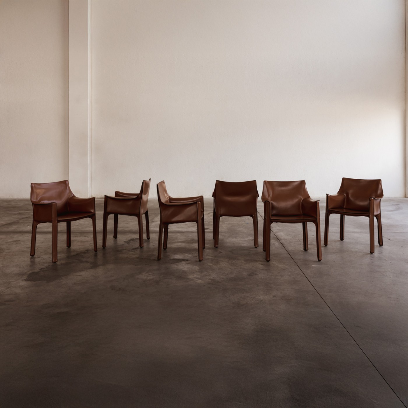 Mario Bellini "CAB 413"  Dining Chairs for Cassina, Hazelnut leather, 1977, Set of 6, 1970s