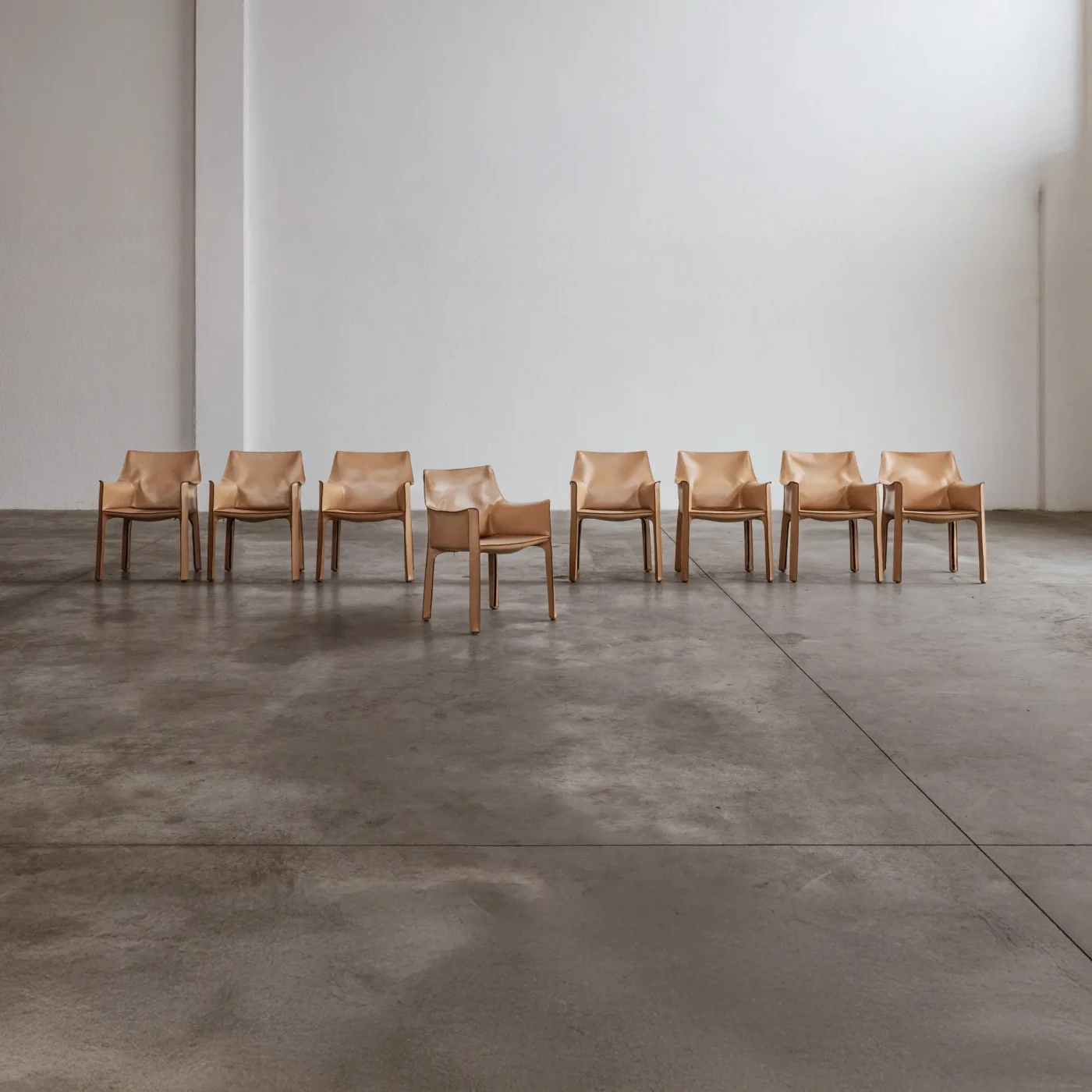 Mario Bellini "CAB 413” Dining Chairs for Cassina, Natural Leather, 1977, Set of 8, 1977