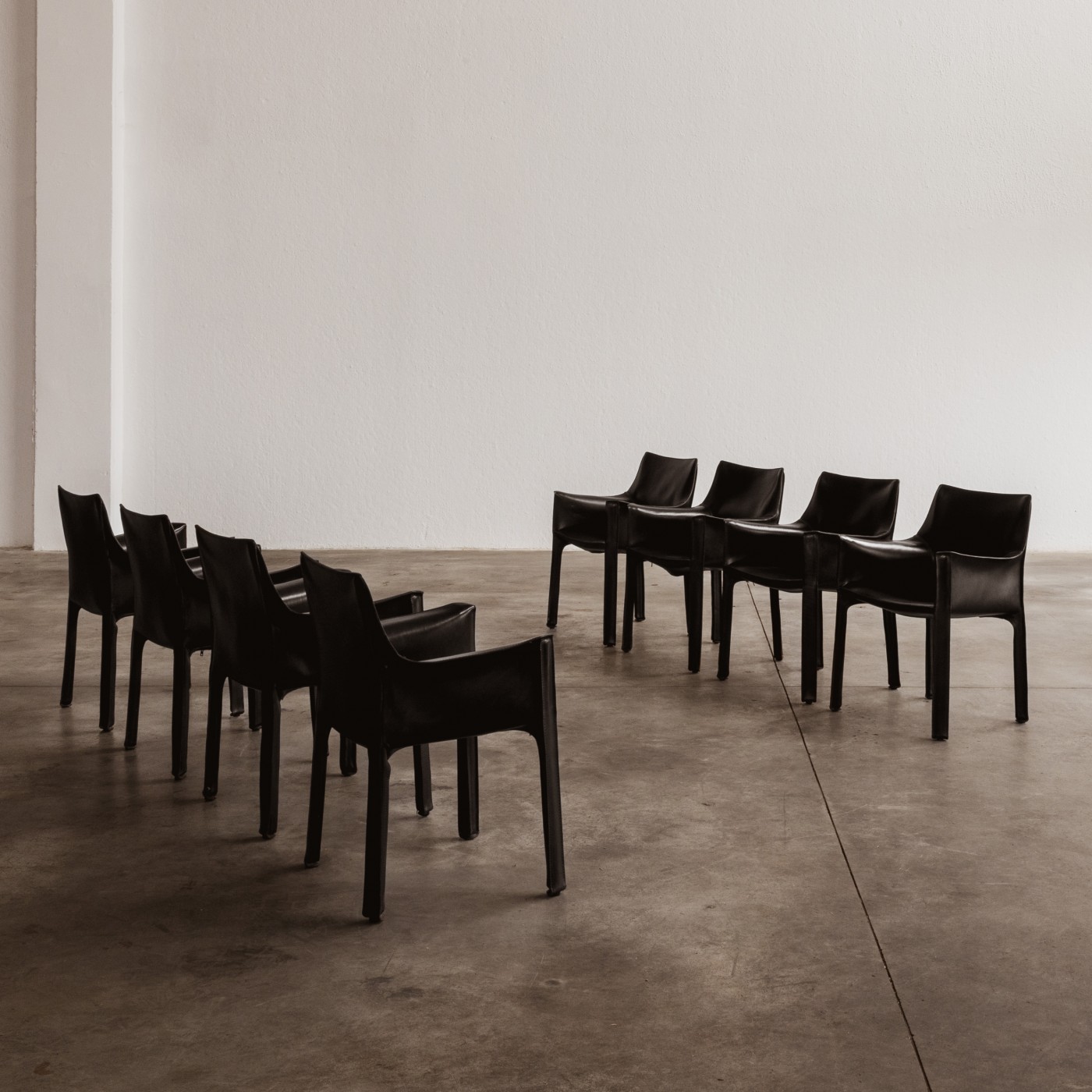 Mario Bellini "CAB 413" Dining Chairs for Cassina in Black, 1977, Set of 8, 1970s