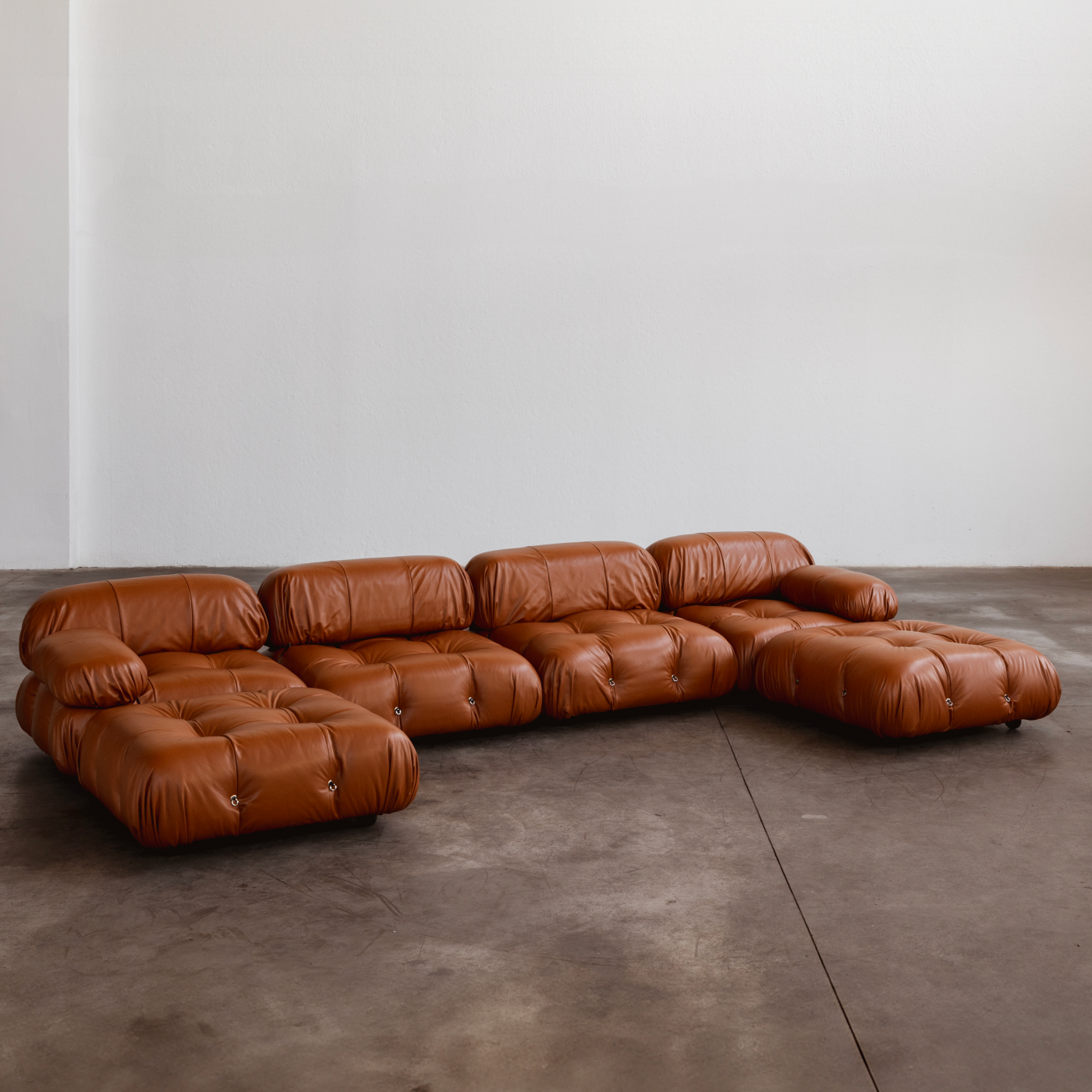 Mario Bellini "Camaleonda" Modular Sofa for B&B Italia, Cognac Leather, 1970, Set of 6, 1970