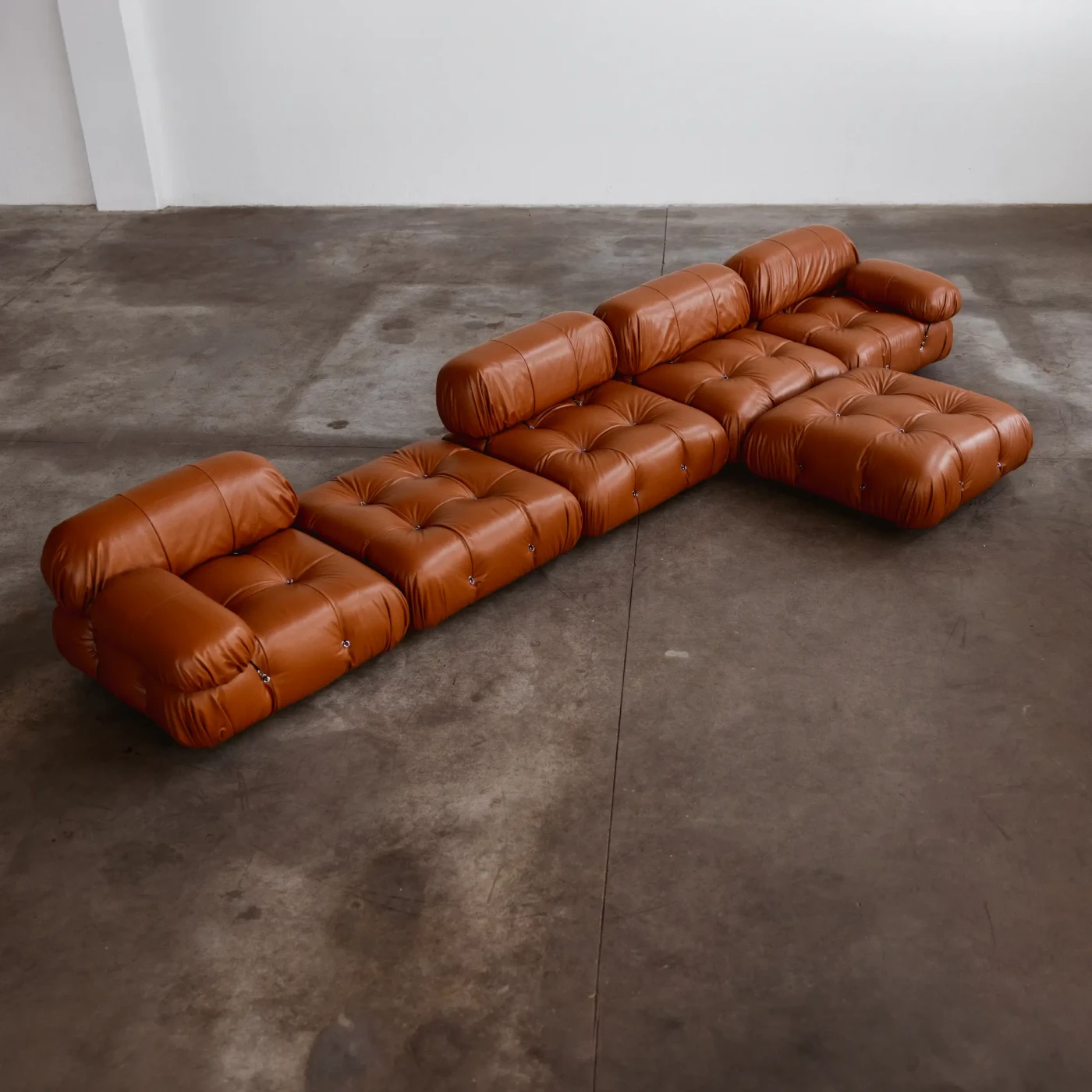 Mario Bellini "Camaleonda" Modular Sofa for B&B Italia, Cognac Leather, 1970, Set of 6, 1970