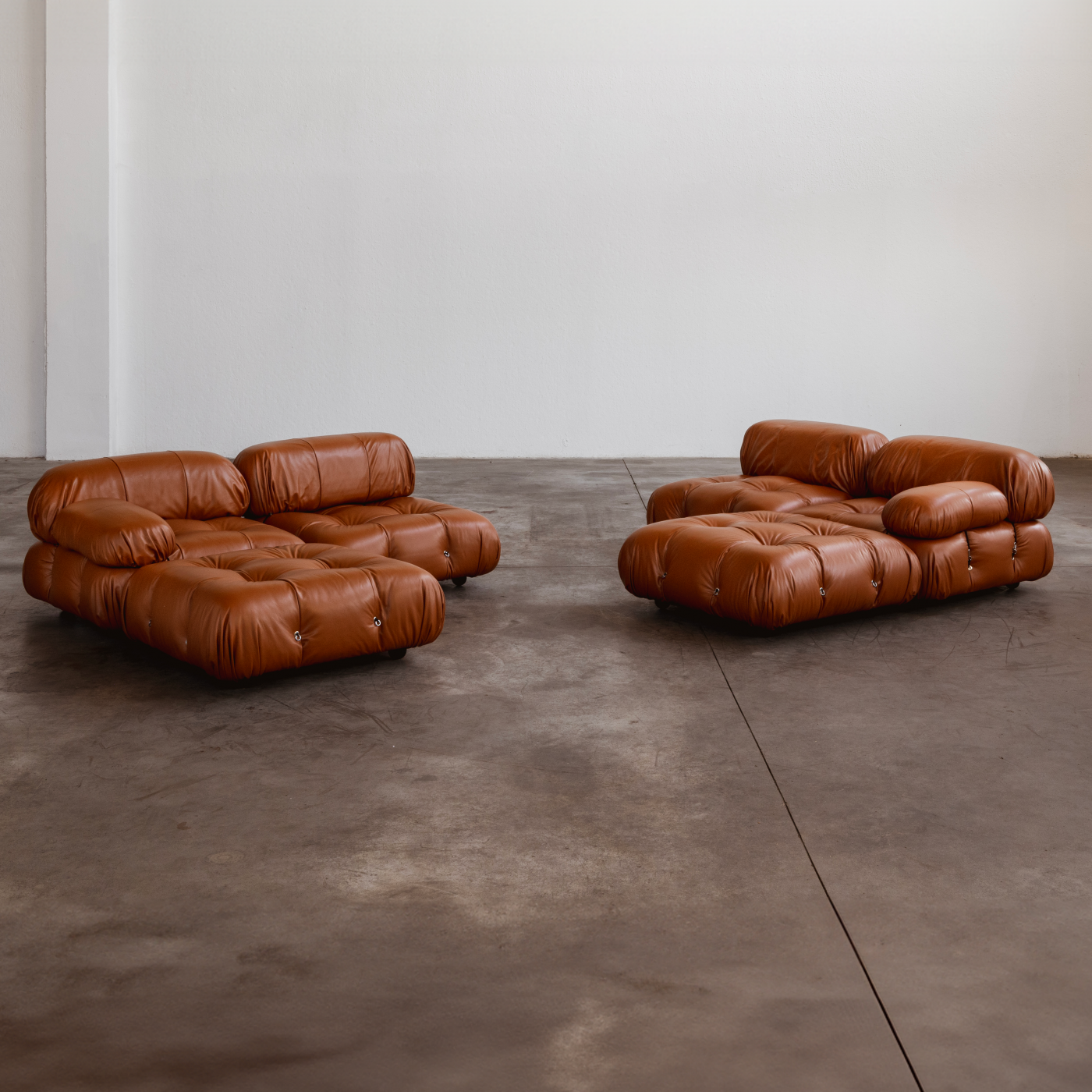 Mario Bellini "Camaleonda" Modular Sofa for B&B Italia, Cognac Leather, 1970, Set of 6, 1970