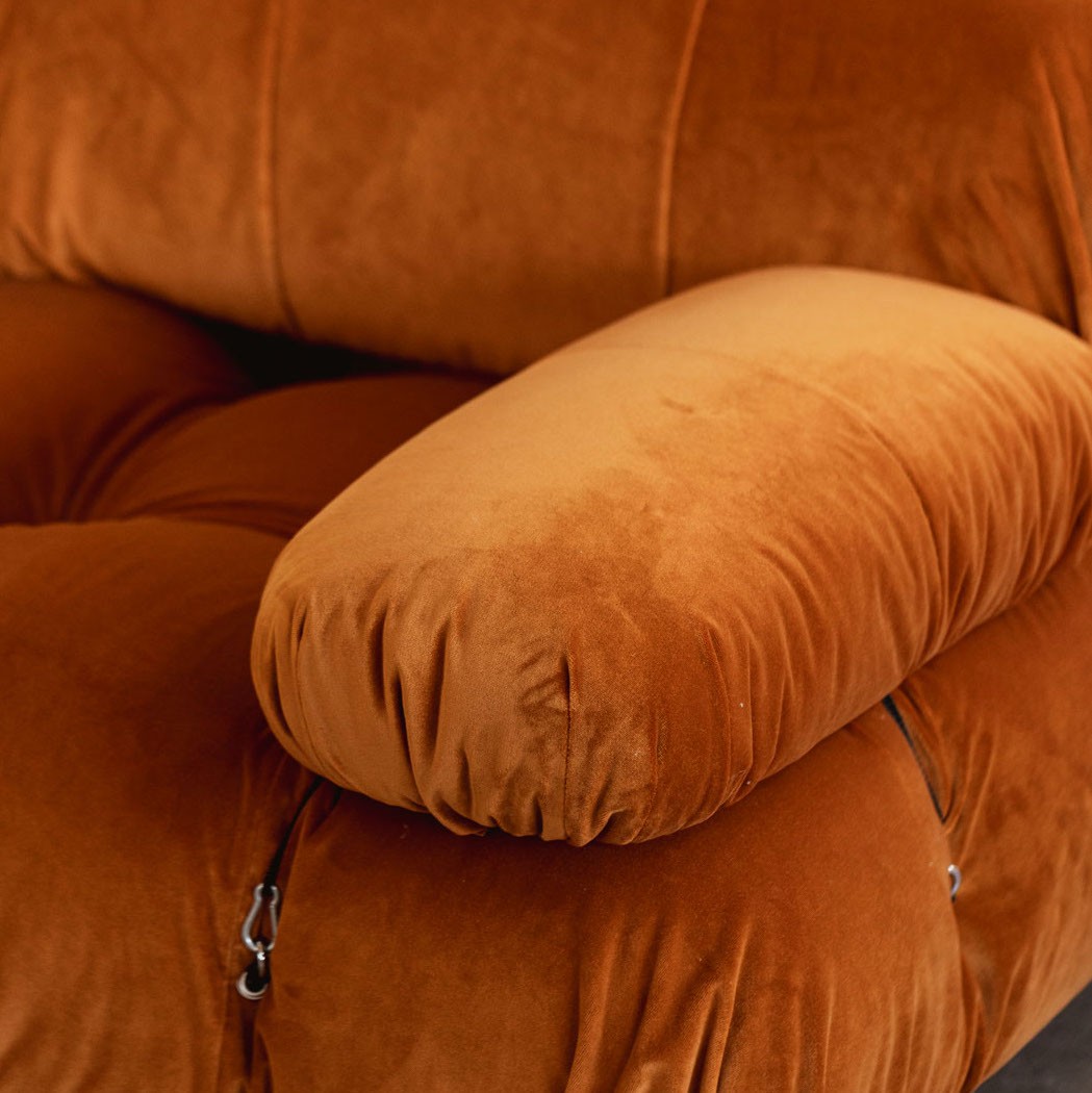 Mario Bellini "Camaleonda" Modular Sofa for B&B Italia, Rust Brown Velvet, 1970, Set of 6, 1970