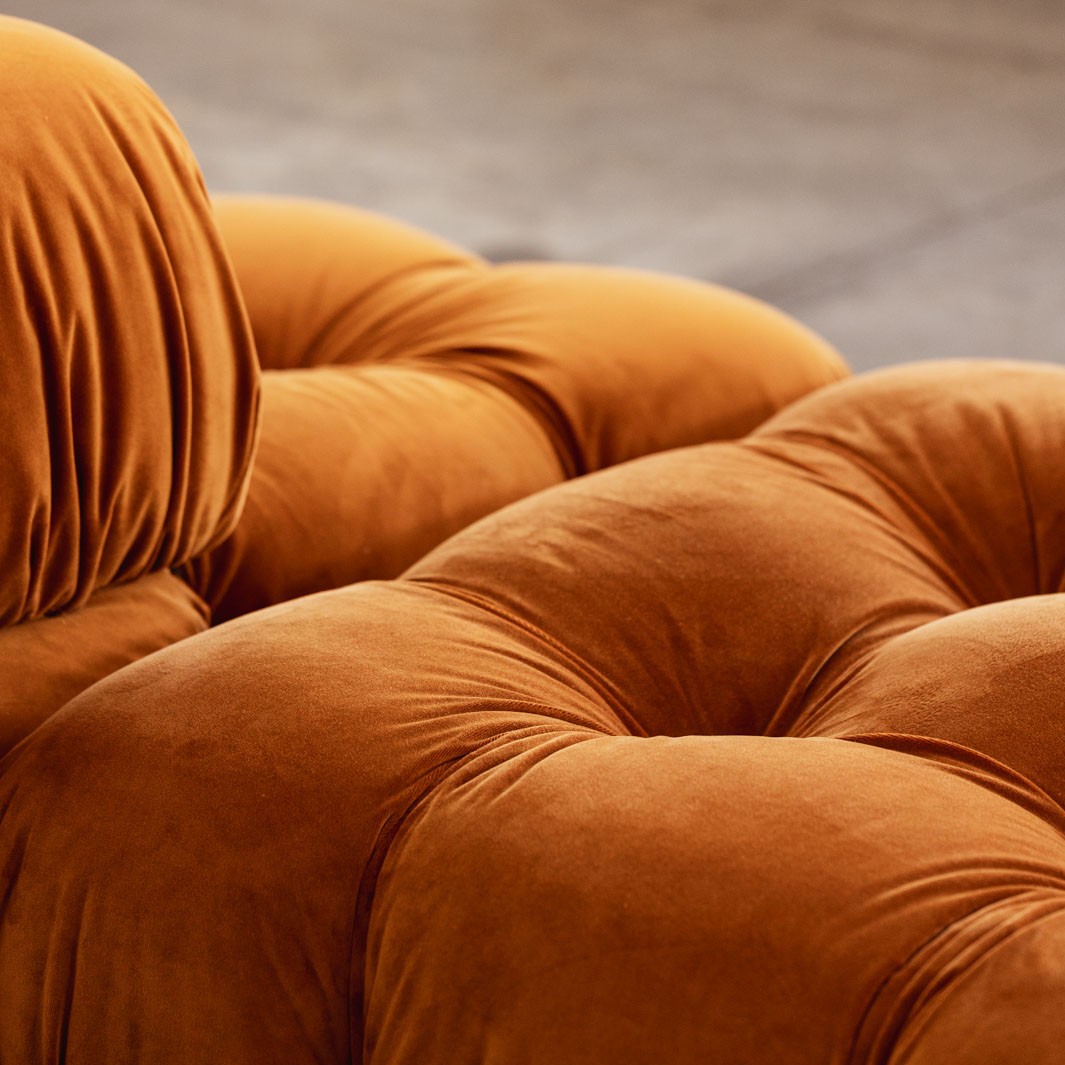 Mario Bellini "Camaleonda" Modular Sofa for B&B Italia, Rust Brown Velvet, 1970, Set of 6, 1970