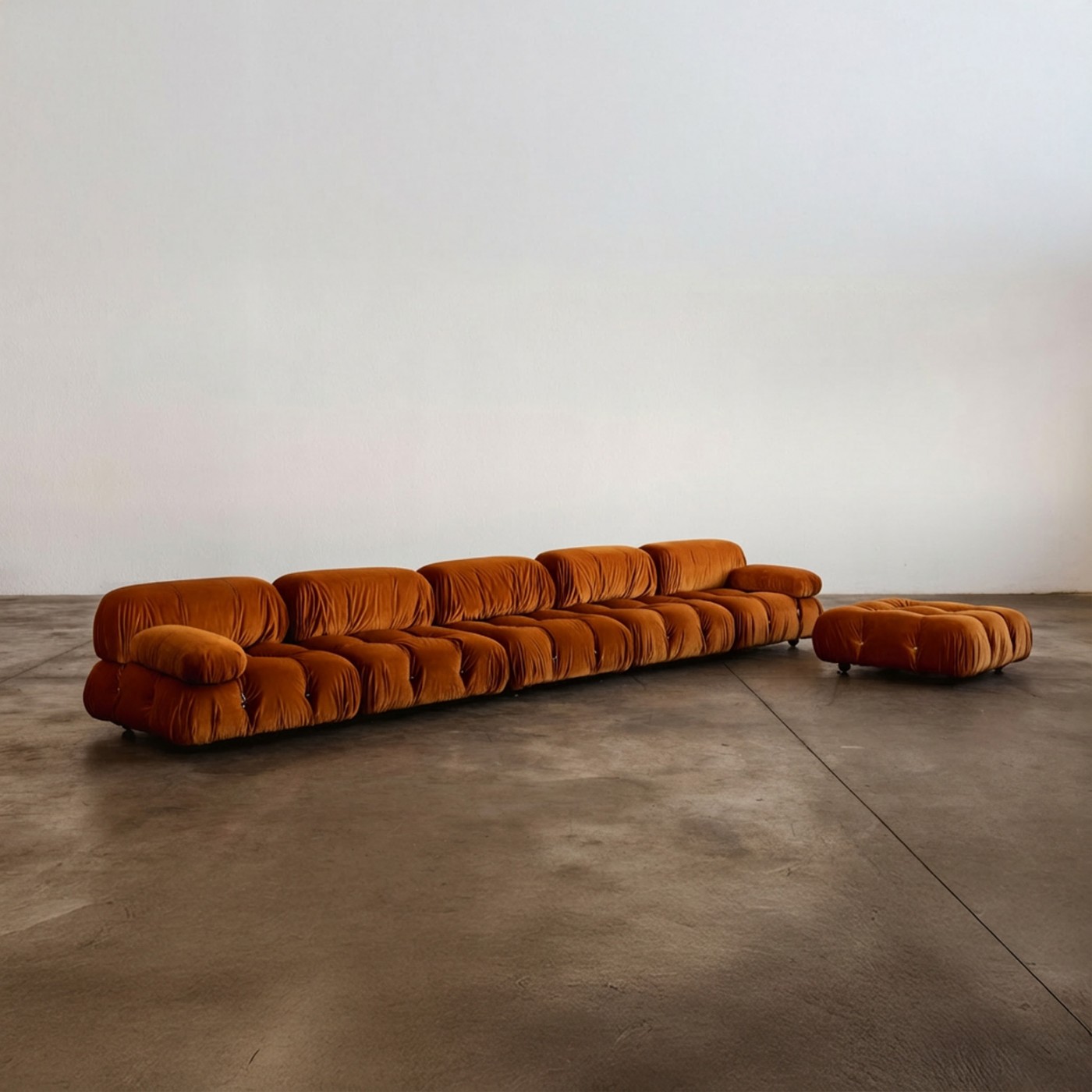 Mario Bellini "Camaleonda" Modular Sofa for B&B Italia, Rust Brown Velvet, 1970, Set of 6, 1970