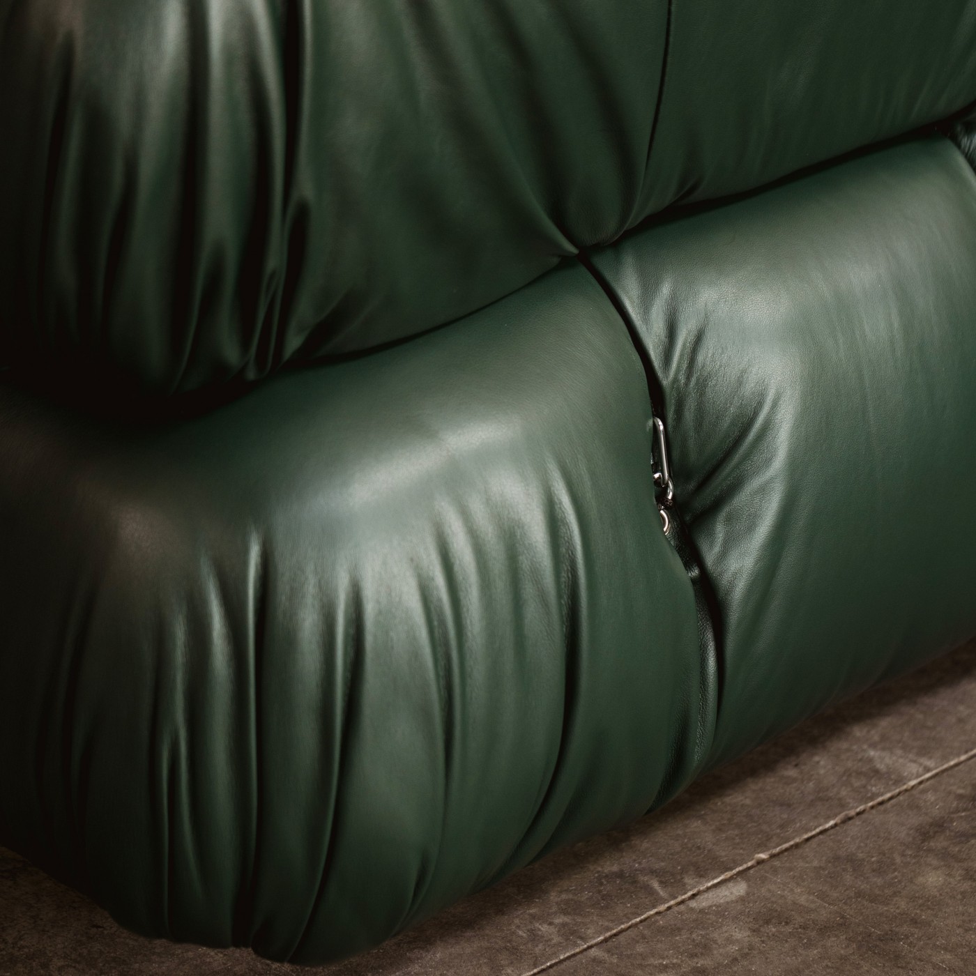 Mario Bellini "Camaleonda" Modular Sofa for B&B Italia, Dark Green Leather 1970, Set of 6, 1970