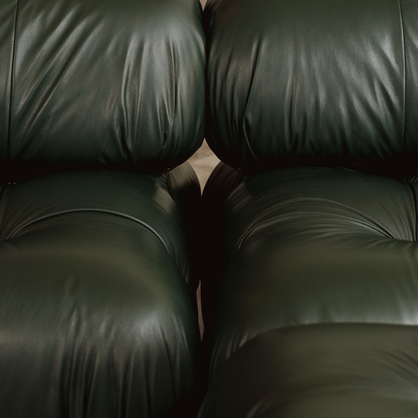 Mario Bellini "Camaleonda" Modular Sofa for B&B Italia, Dark Green Leather, 1970, Set of 6, 1970
