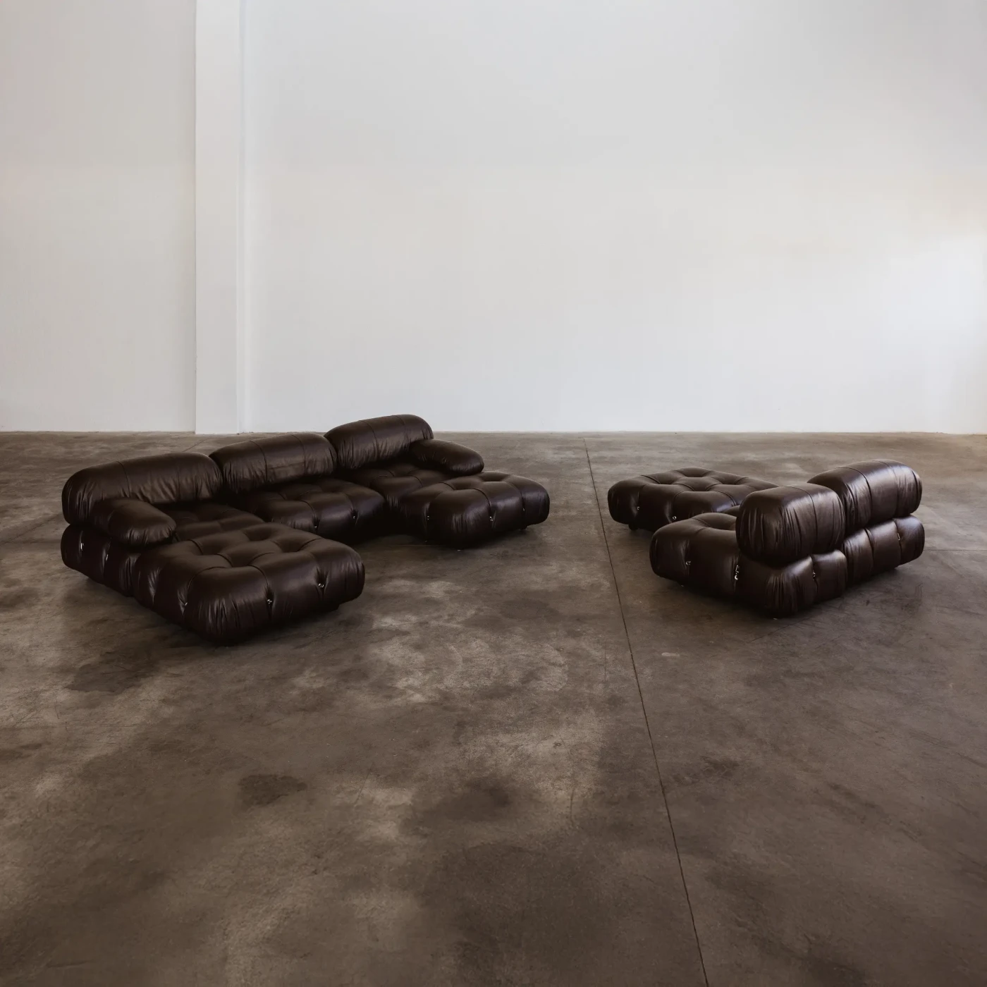 Mario Bellini "Camaleonda" Sofa for B&B Italia, Dark Brown Leather, 1970, Set of 8, 1970