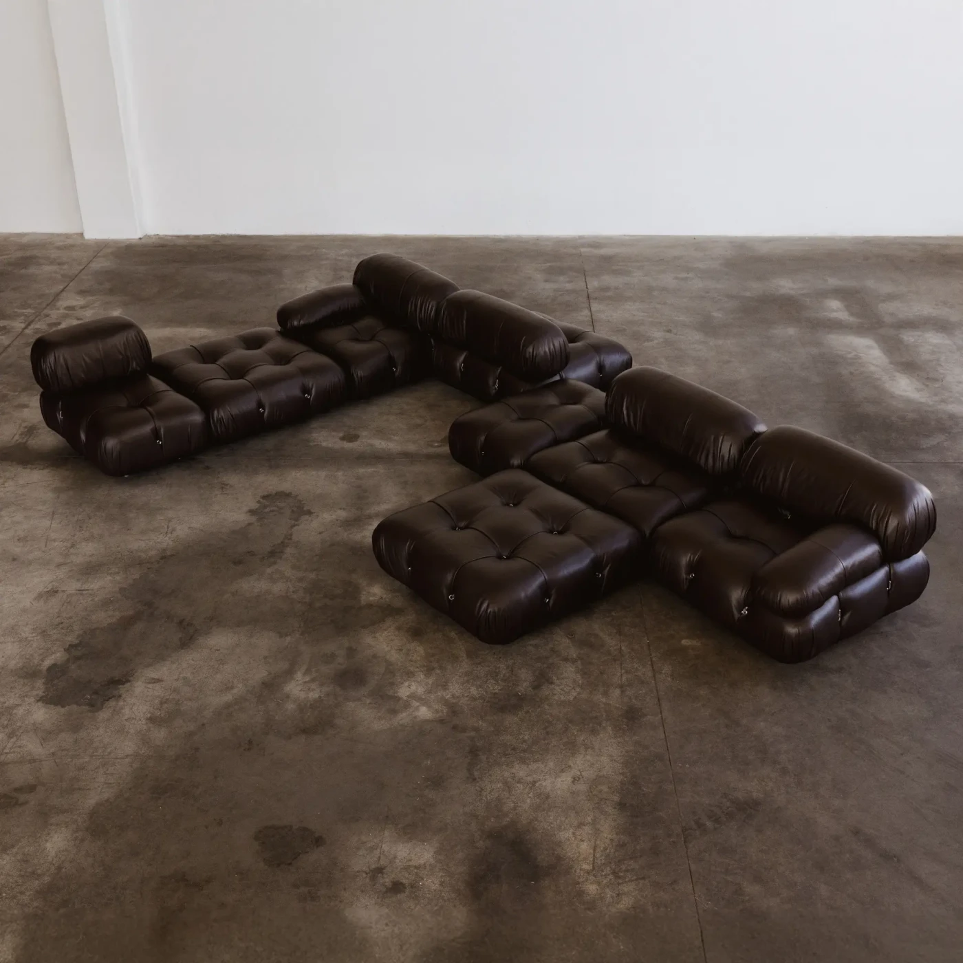 Mario Bellini "Camaleonda" Sofa for B&B Italia, Dark Brown Leather, 1970, Set of 8, 1970