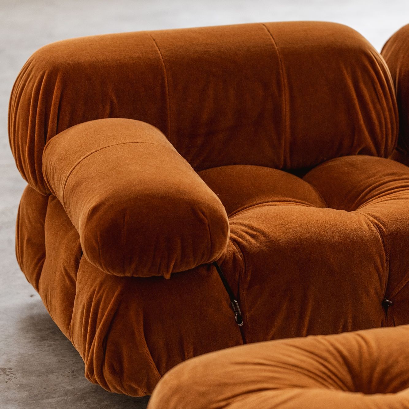 Mario Bellini "Camaleonda" Sofa for B&B Italia, Rust Brown Alpaca Velvet, 1970, Set of 8, 1970