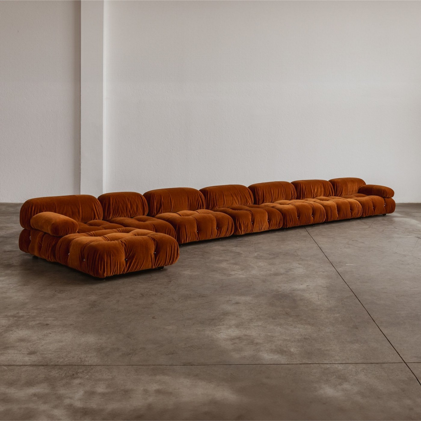 Mario Bellini "Camaleonda" Sofa for B&B Italia, Rust Brown Velvet, 1970, Set of 8, 1970