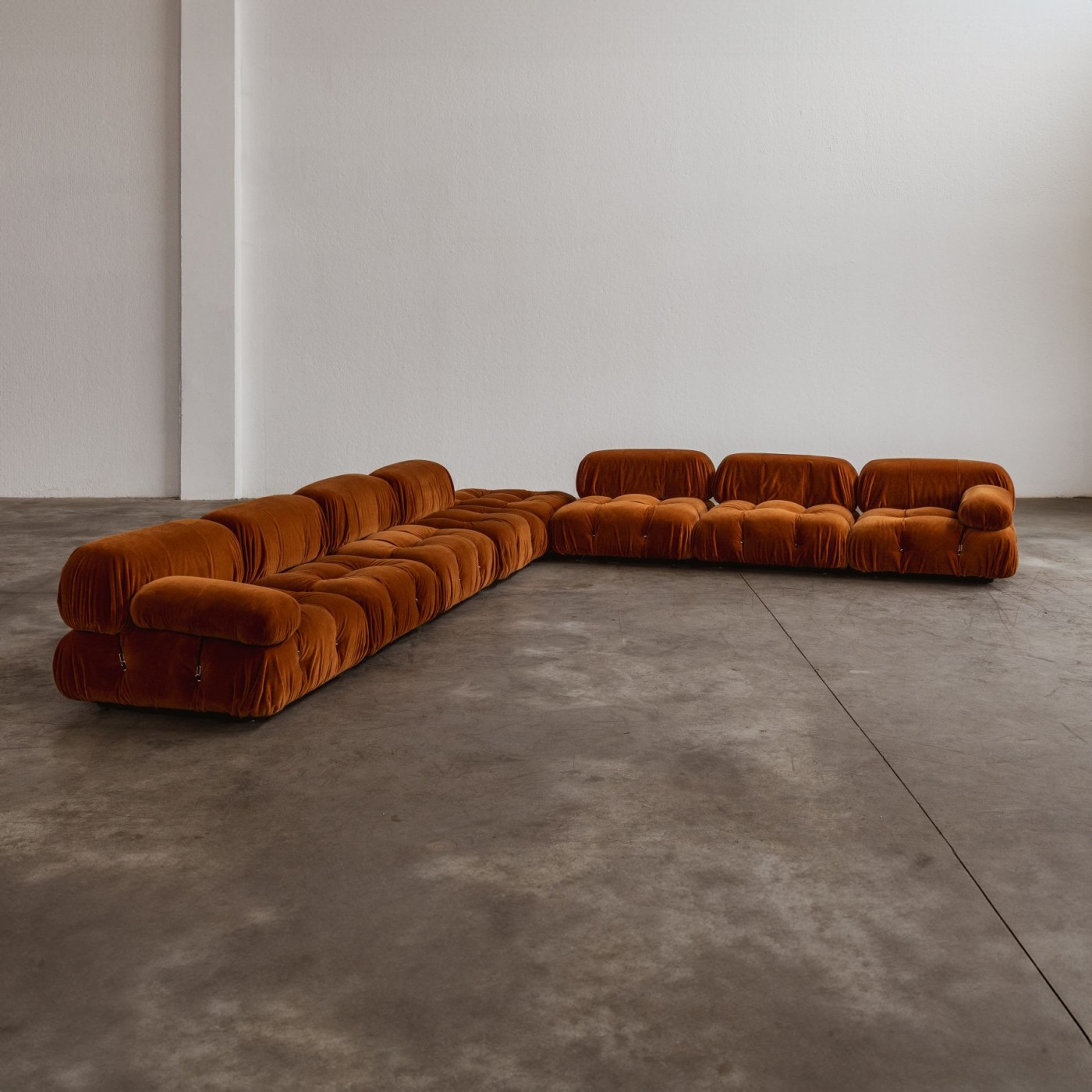 Mario Bellini "Camaleonda" Sofa for B&B Italia, Rust Brown Alpaca Velvet, 1970, Set of 8, 1970