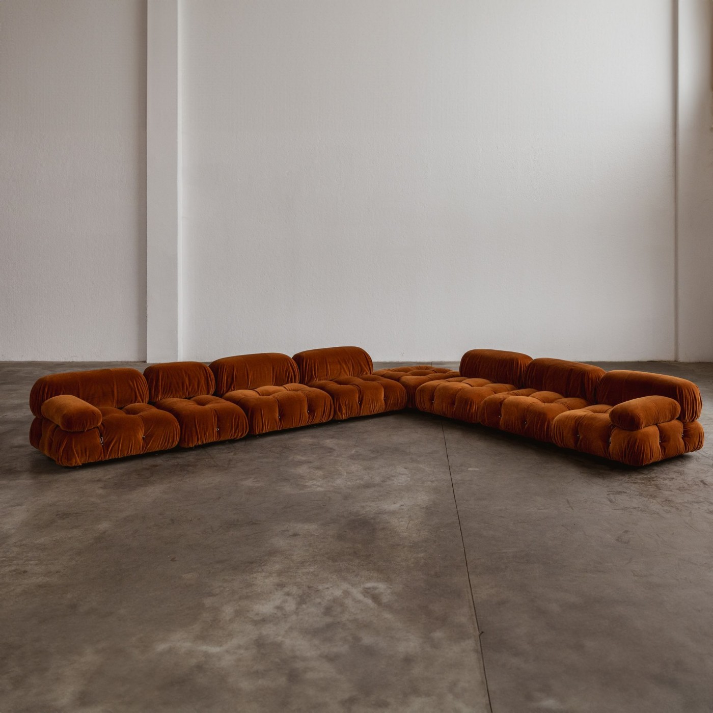 Mario Bellini "Camaleonda" Sofa for B&B Italia, Rust Brown Alpaca Velvet, 1970, Set of 8, 1970
