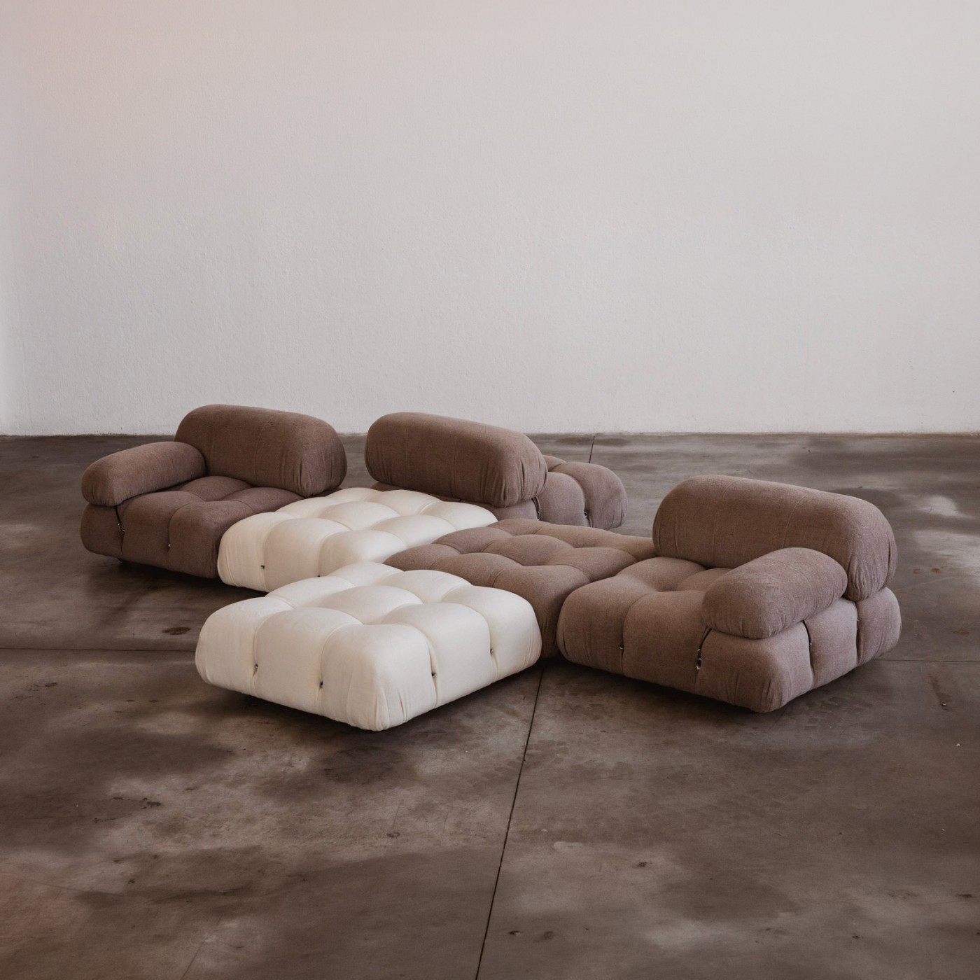 Mario Bellini "Camaleonda" Sofa for B&B Italia, Two-tone Alpaca Wool, 1970, Set of 6, 1970