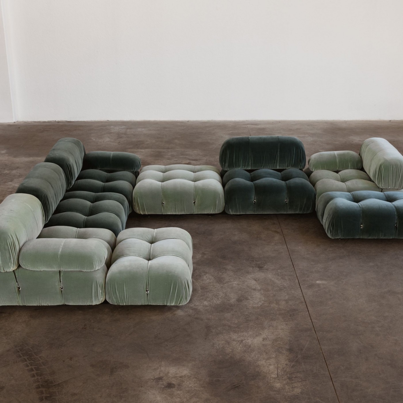 Mario Bellini "Camaleonda" Sofa for B&B Italia, Two-tone Velvet, 1970, Set of 8, 1970s