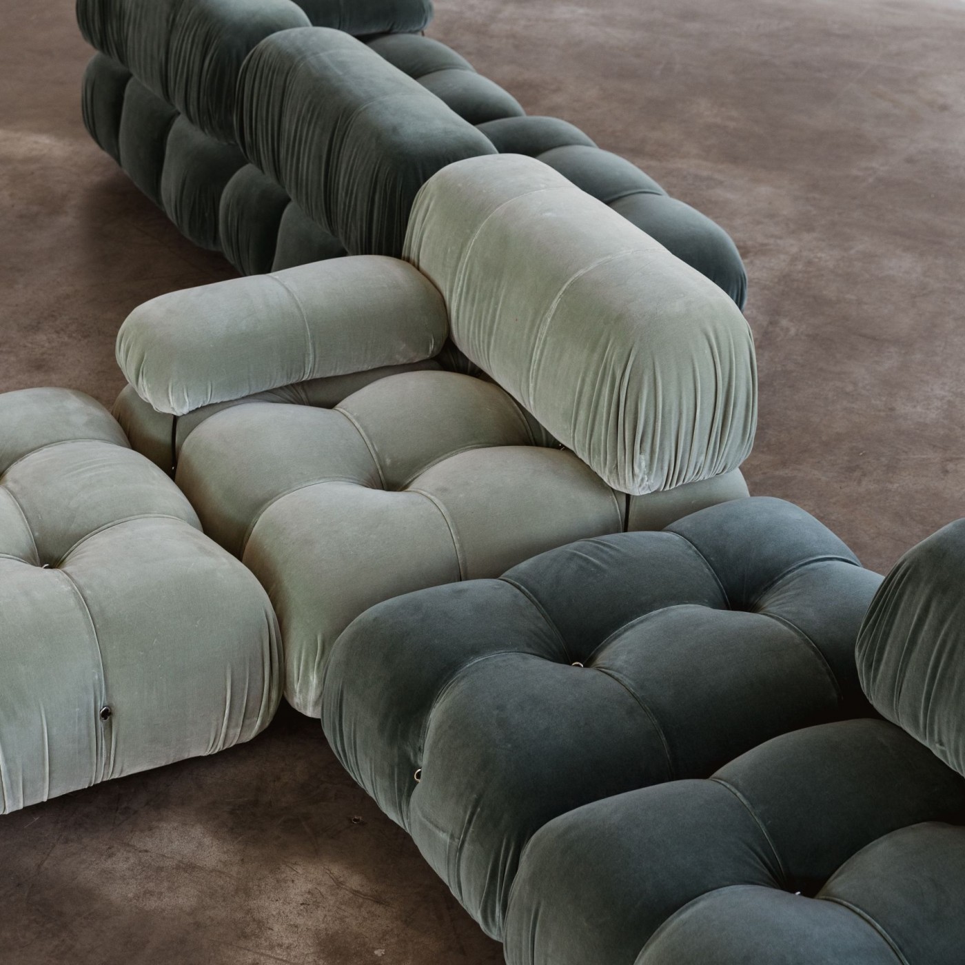 Mario Bellini "Camaleonda" Sofa for B&B Italia, Two-tone Velvet, 1970, Set of 8, 1970s