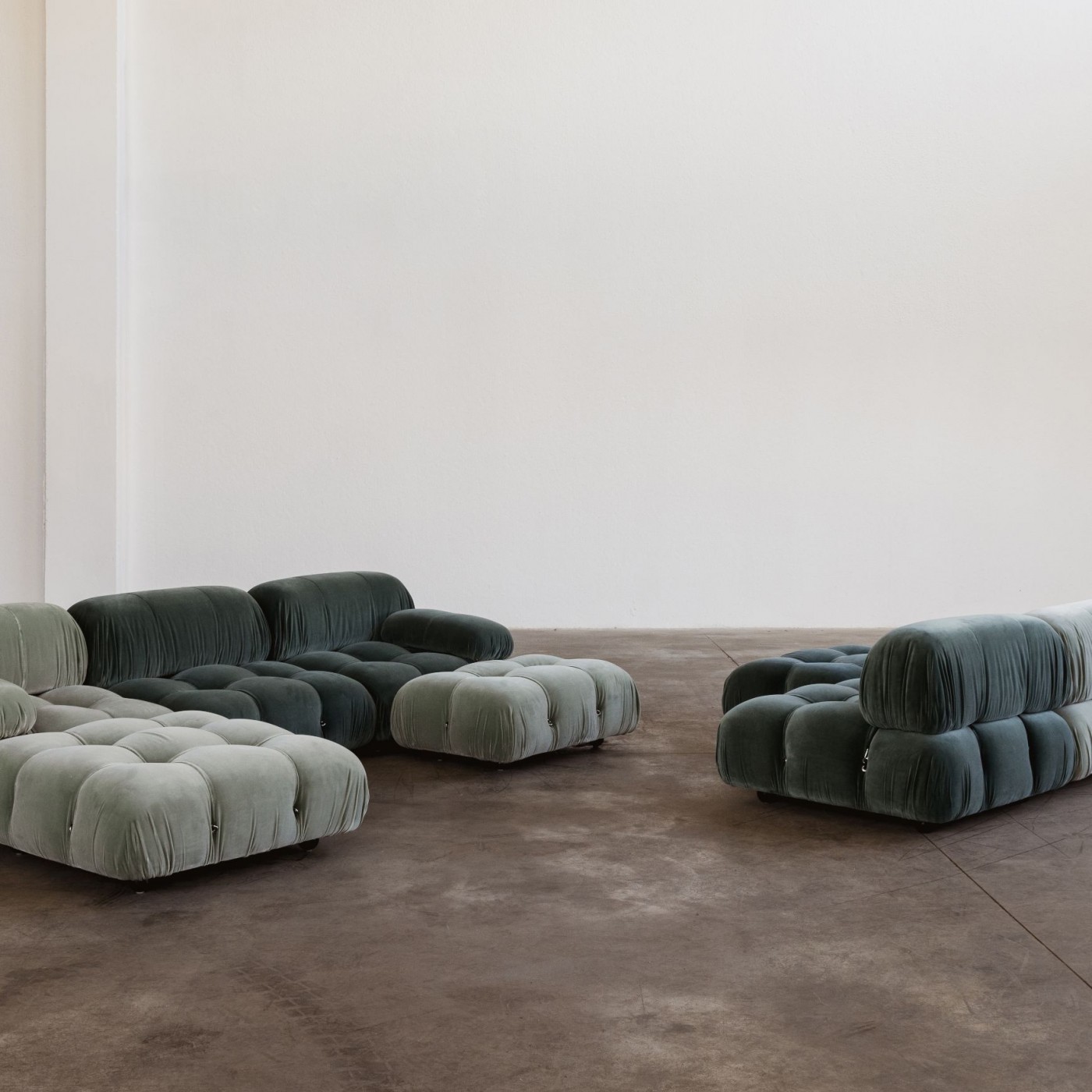 Mario Bellini "Camaleonda" Sofa for B&B Italia, Two-tone Velvet, 1970, Set of 8, 1970s