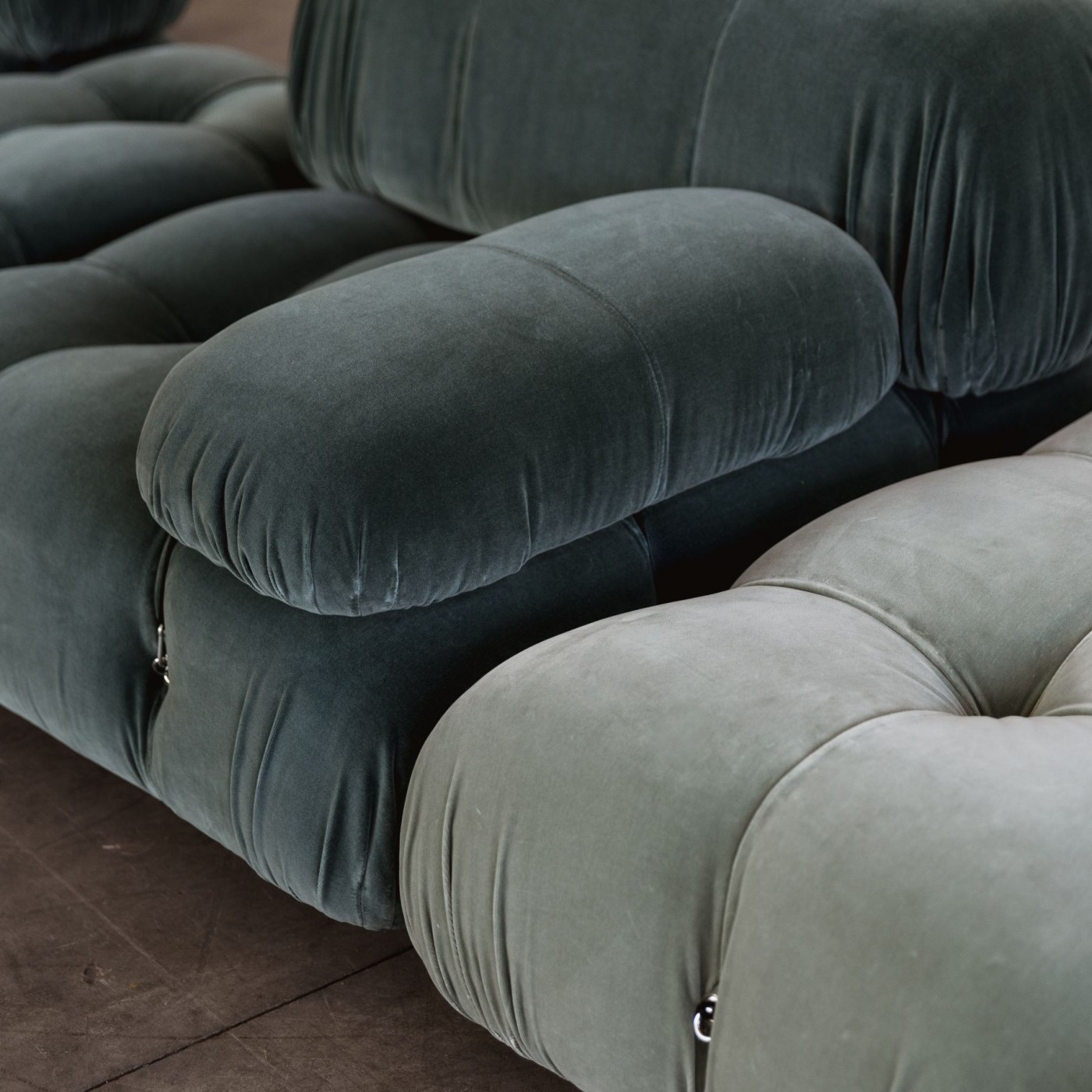 Mario Bellini "Camaleonda" Sofa for B&B Italia, Two-tone Velvet, 1970, Set of 8, 1970s