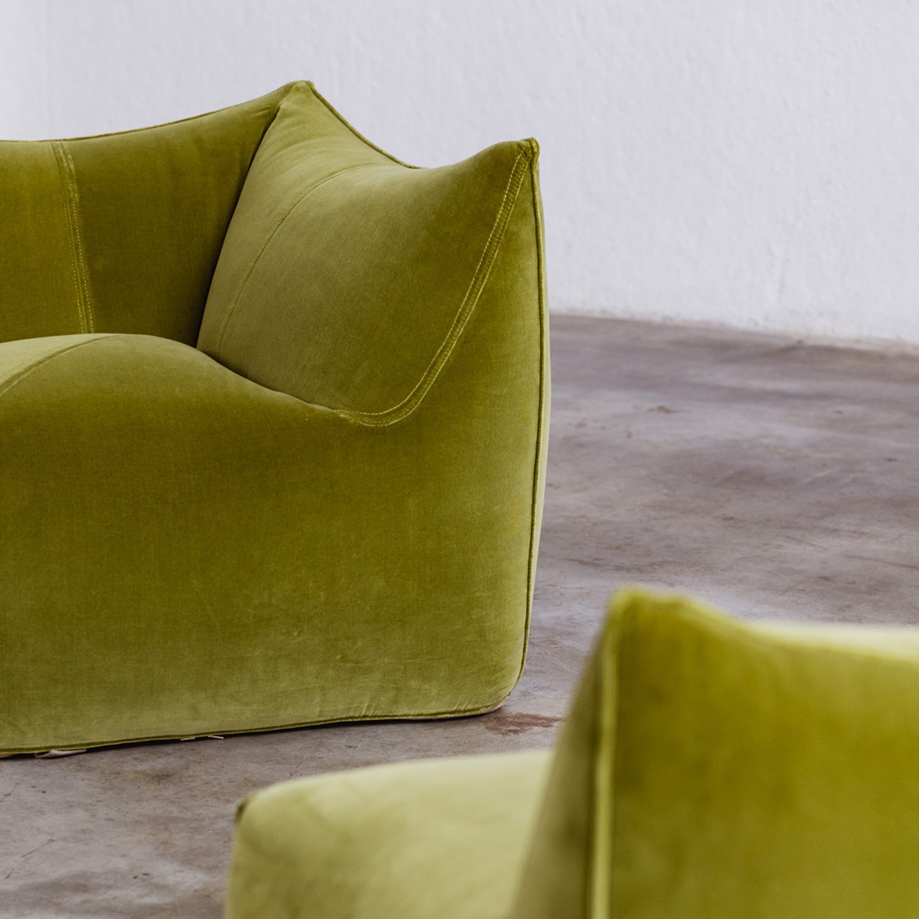 Mario Bellini “Le Bambole” Modular Sofa for B&B Italia, Green Velvet, 1971, Set of 5, 1971