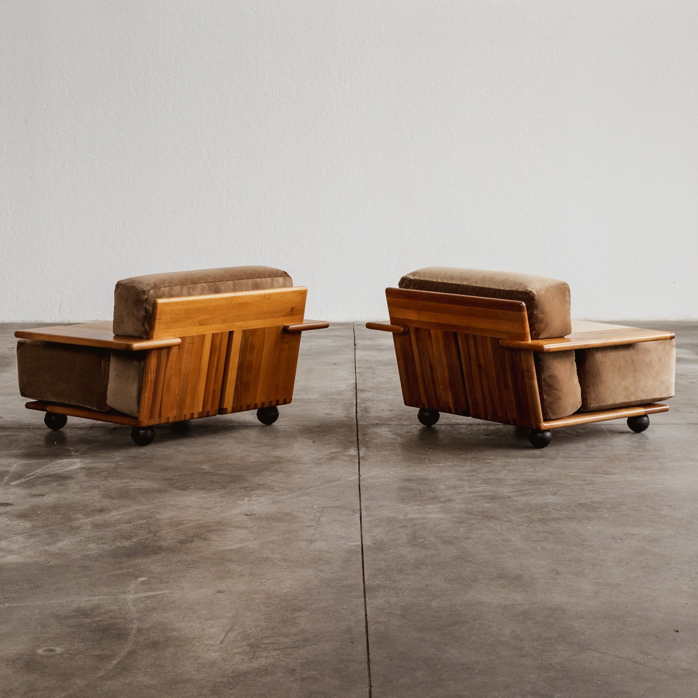 Mario Bellini "Pianura" Armchairs for Cassina, Argilla Velvet, 1971, set of 2, 1970s