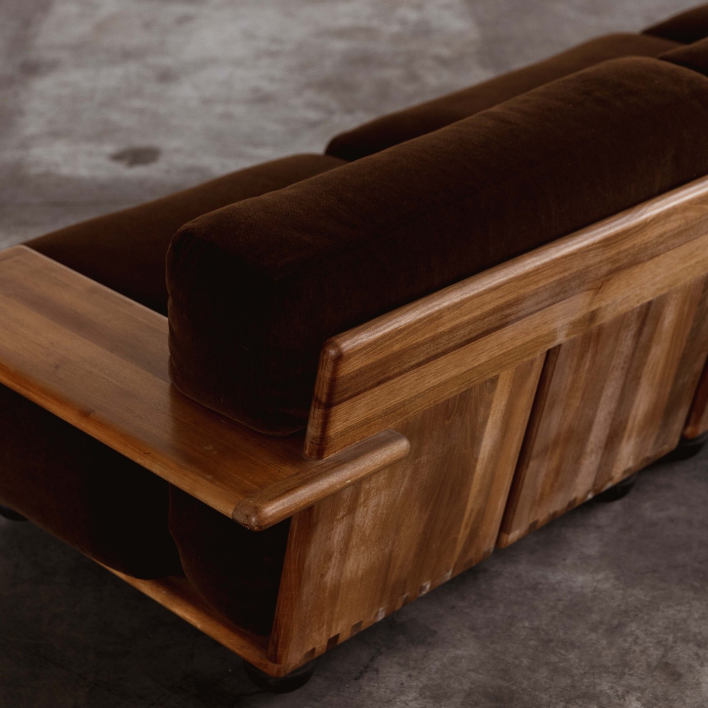 Mario Bellini "Pianura" Living room set for Cassina, brown mohair velvet, 1971, Set of 5, 1971