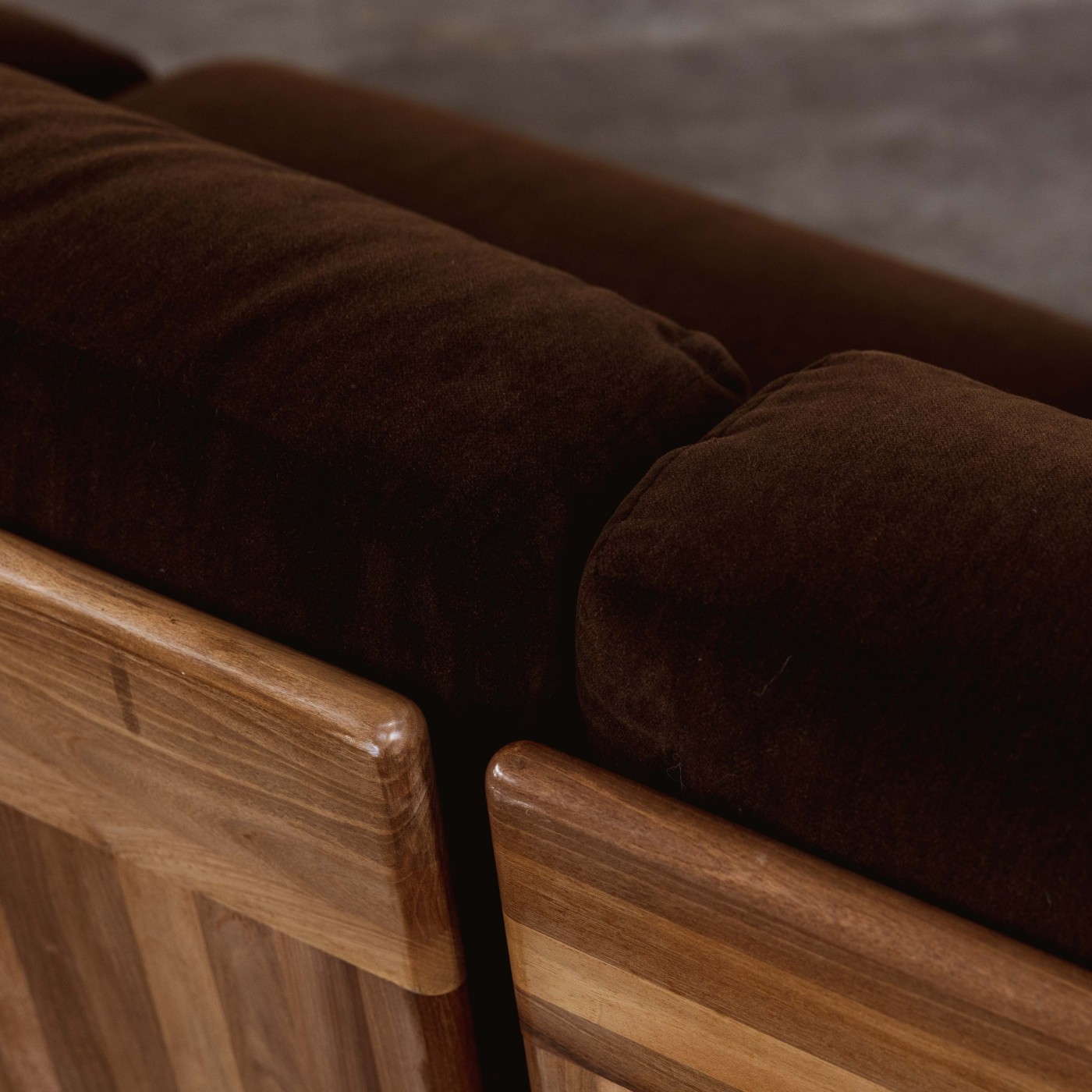 Mario Bellini "Pianura" Living room set for Cassina, brown mohair velvet, 1971, Set of 5, 1971