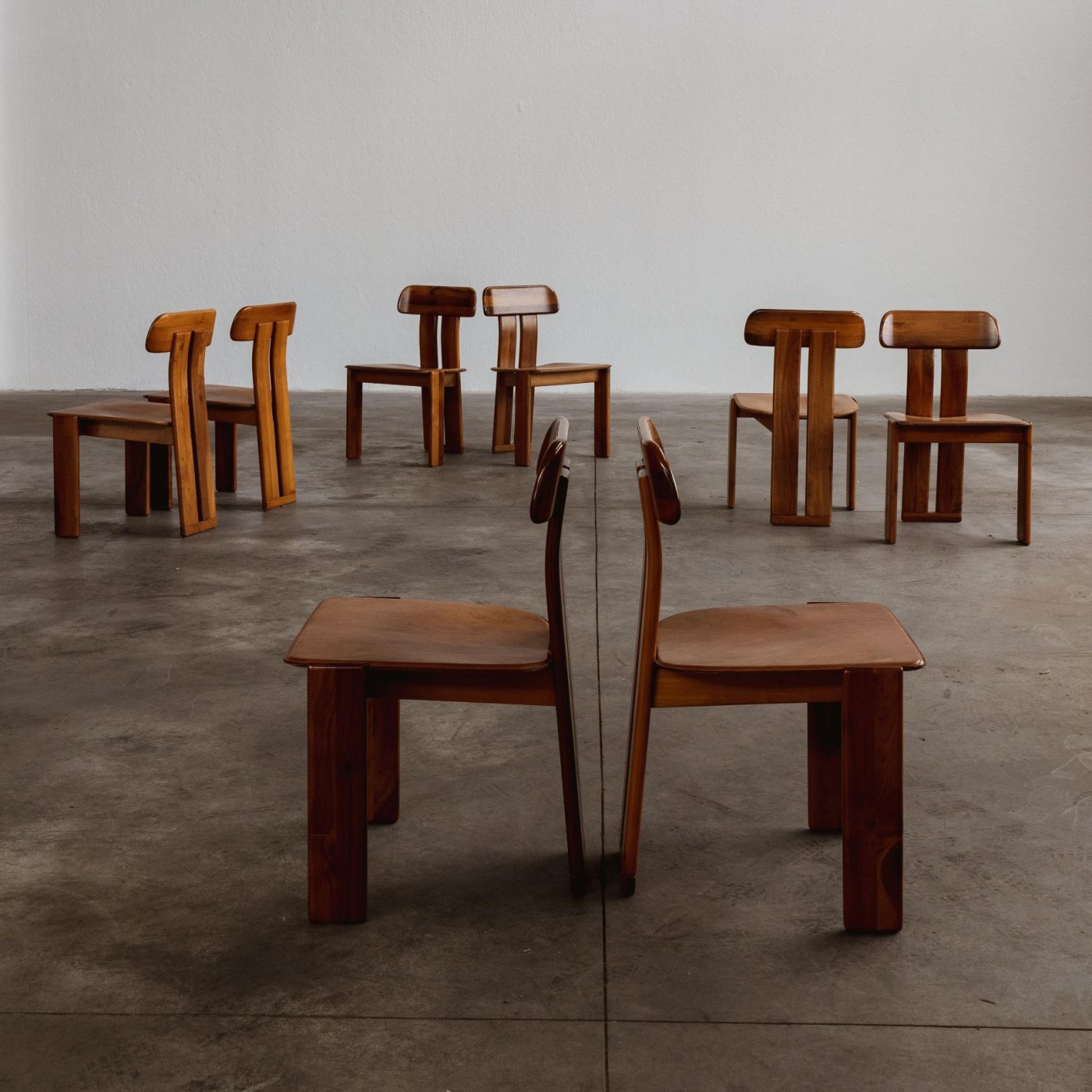 Mario Marenco "Sapporo" Dining Chairs for Mobil Girgi, Cognac Leather, 1970, Set of 12, 1970
