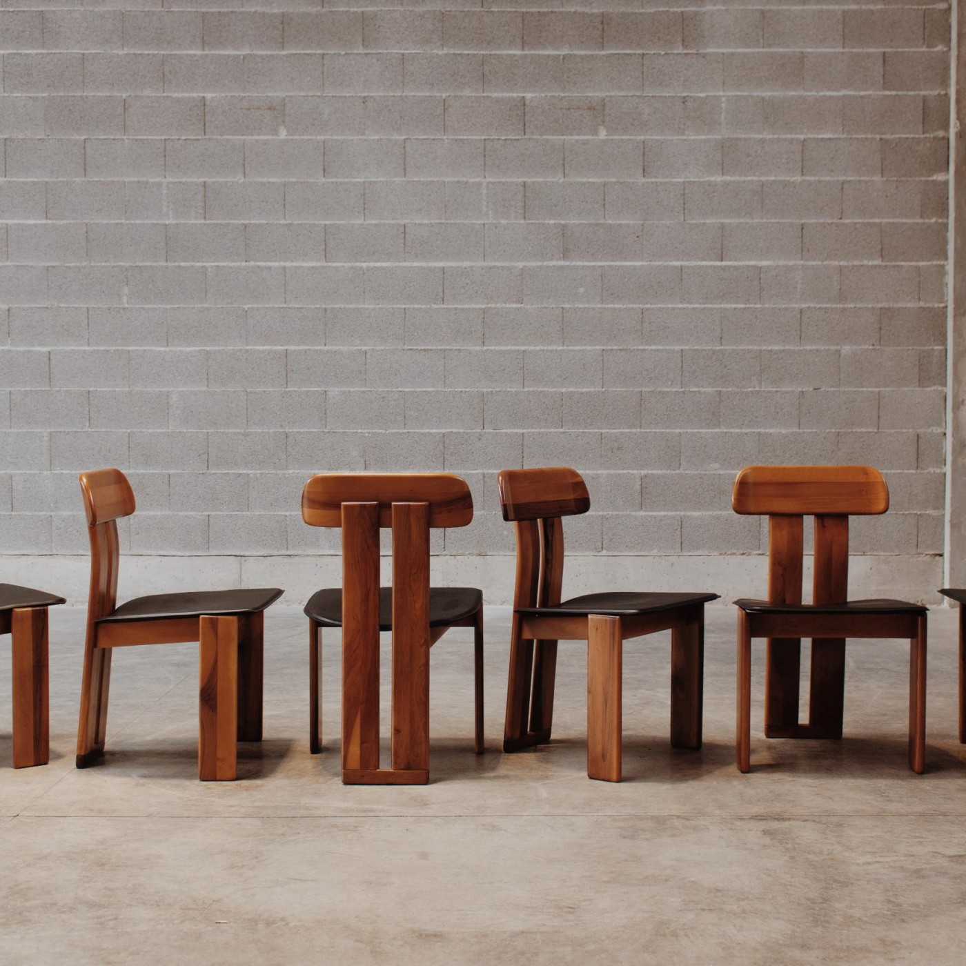 Mario Marenco "Sapporo" Dining Chairs for Mobil Girgi, Black Leather 1970, Set of 6, 1970