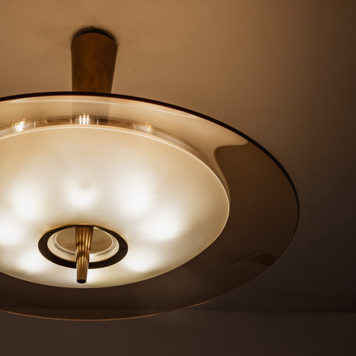 Max Ingrand “1462” Ceiling Lamp for Fontana Arte, Pink Glass, 1955, 1955