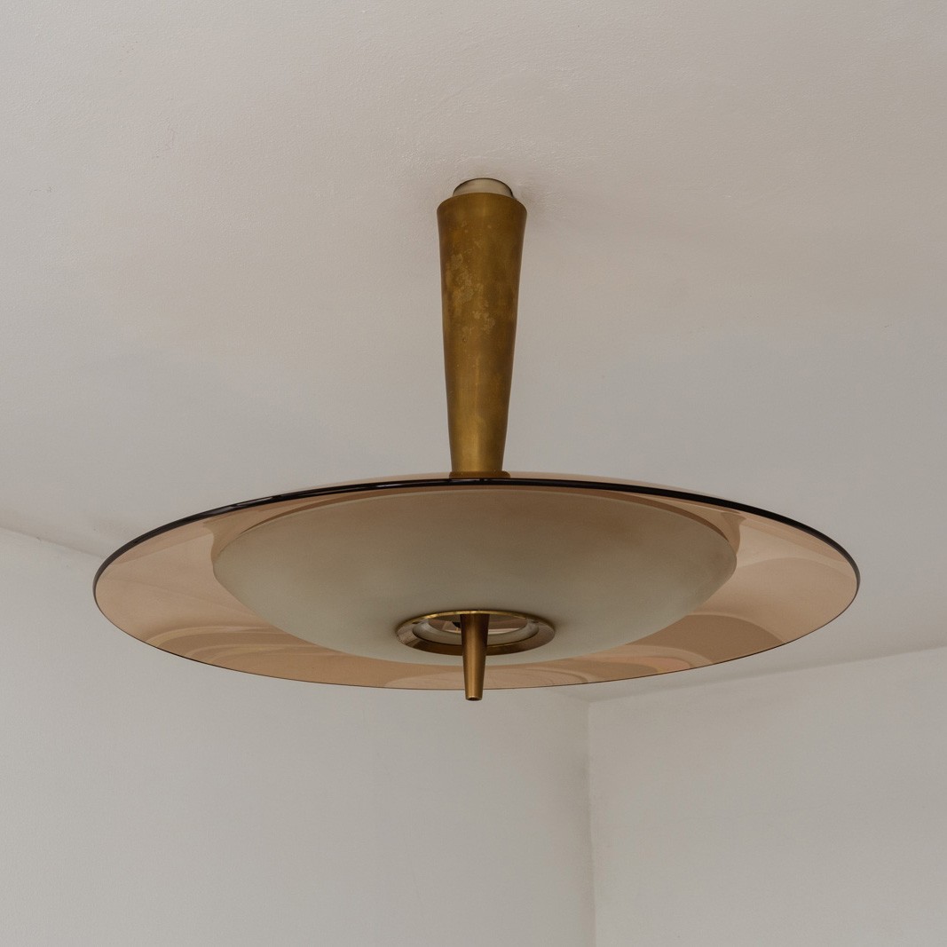 Max Ingrand “1462” Ceiling Lamp for Fontana Arte, Pink Glass, 1955, 1955