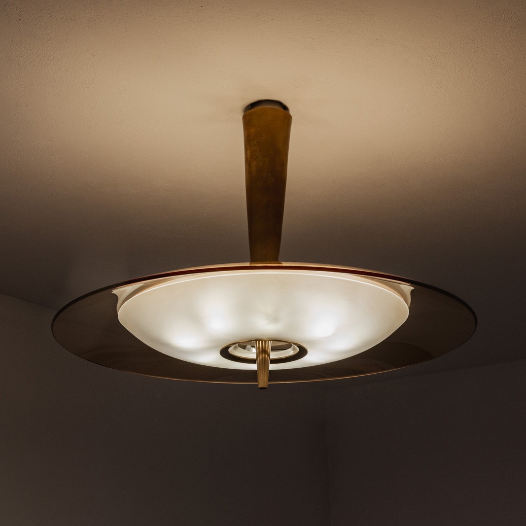 Max Ingrand “1462” Ceiling Lamp for Fontana Arte, Pink Glass, 1955, 1955