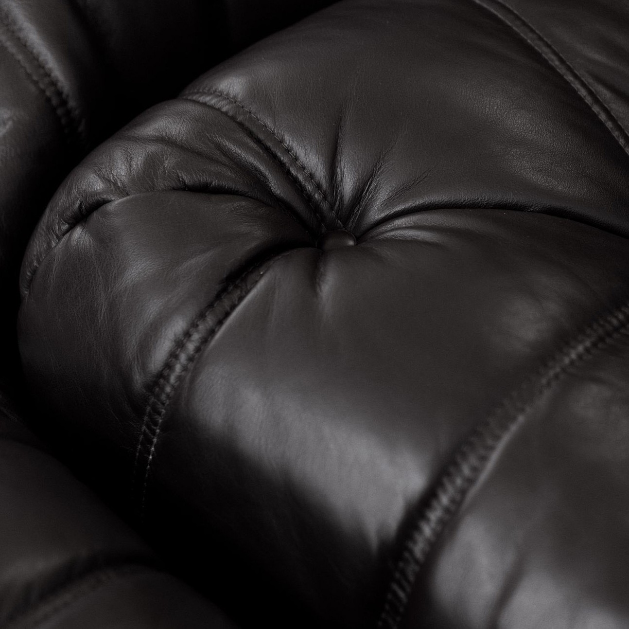 Michel Ducaroy “Togo” Modular Sofa for Ligne Roset, Black Leather, 1973, Set of 4, 1973