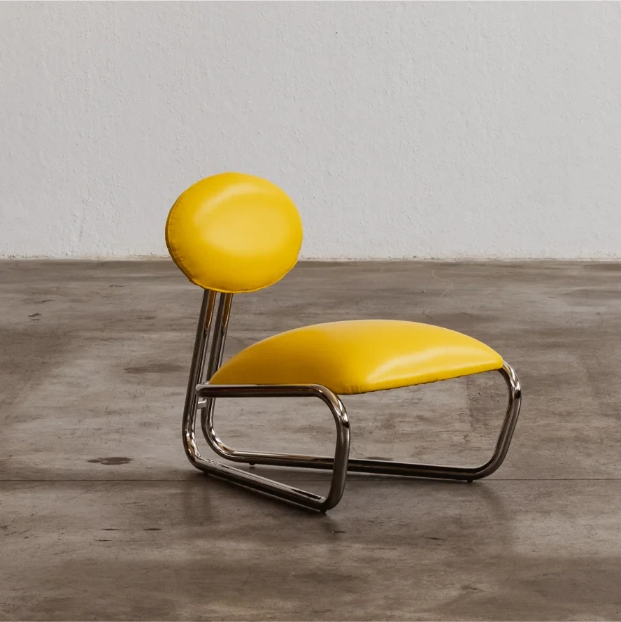 Modernist Lounge Chair, Yellow Leather, 1970, 1970