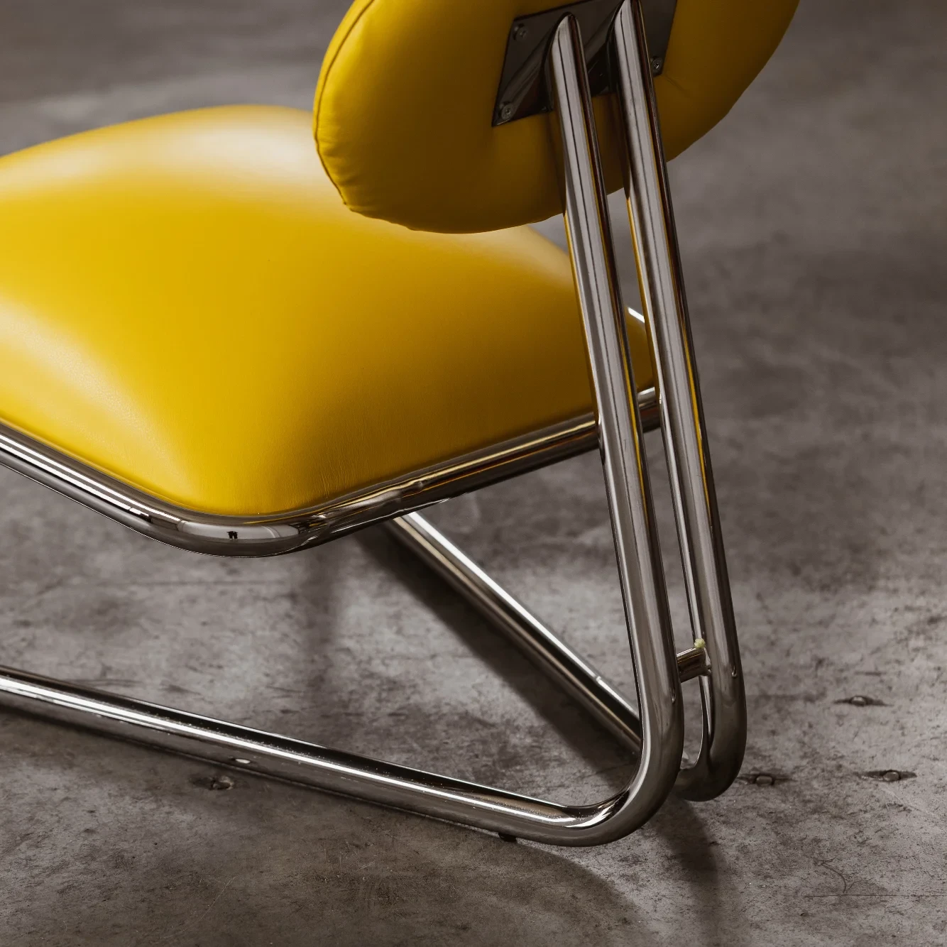 Modernist Lounge Chair, Yellow Leather, 1970, 1970