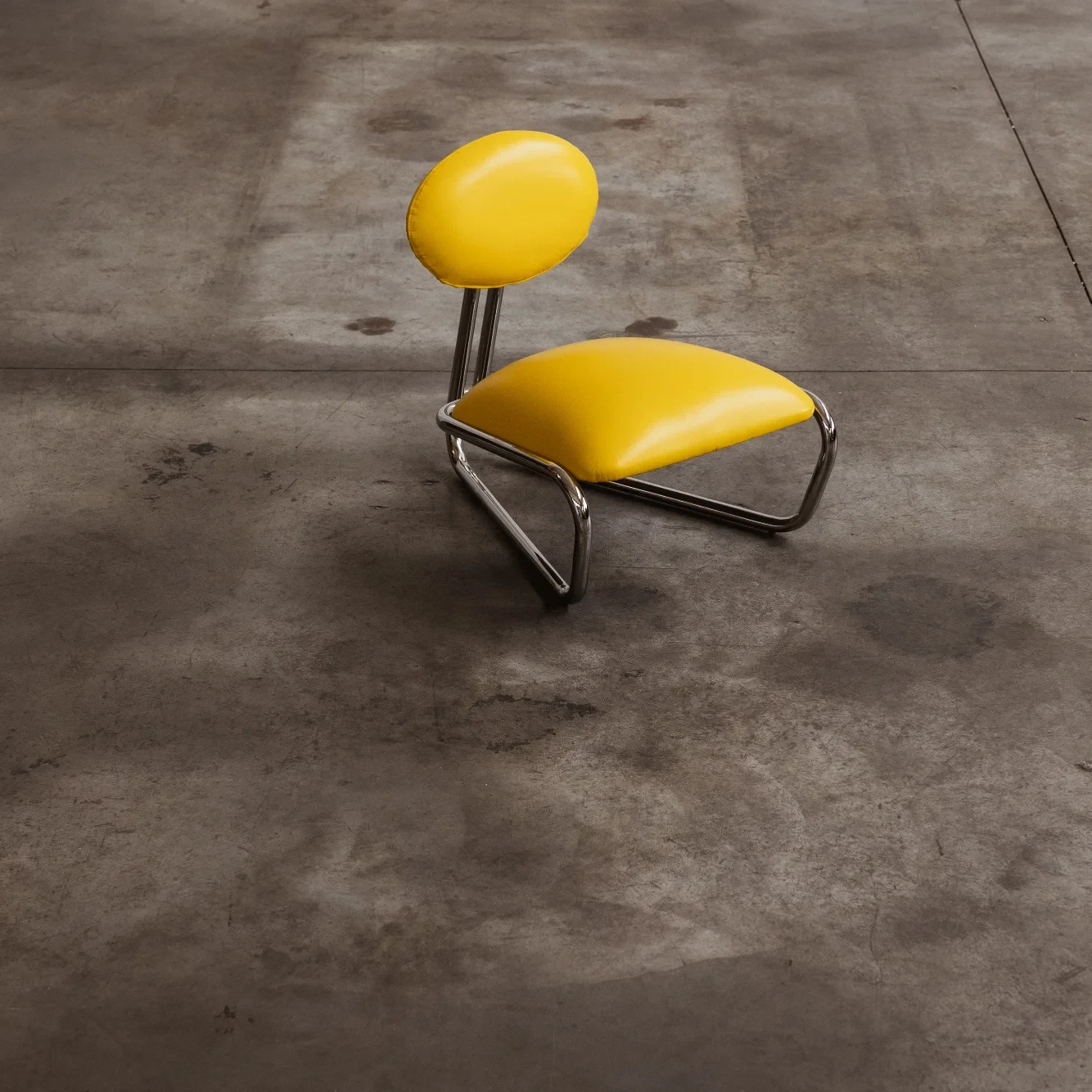 Modernist Lounge Chair, Yellow Leather, 1970, 1970