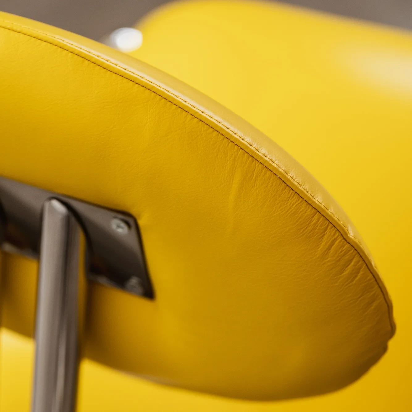 Modernist Lounge Chair, Yellow Leather, 1970s, 1970