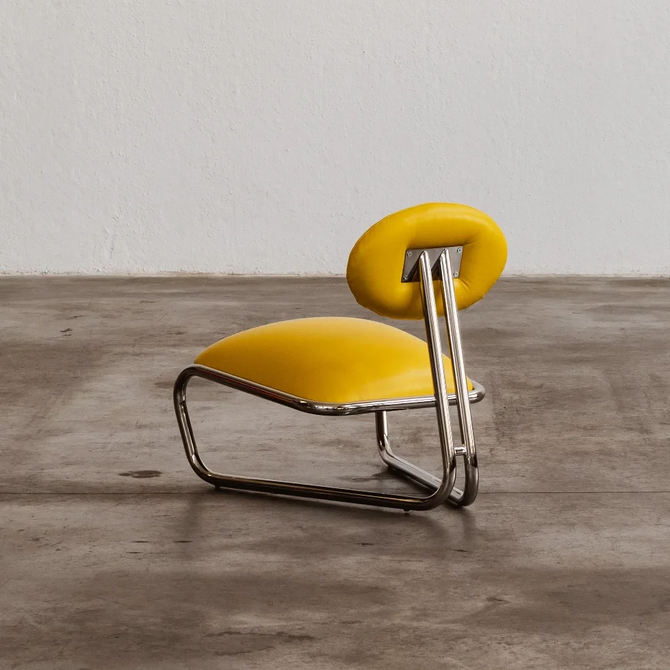 Modernist Lounge Chair, Yellow Leather, 1970, 1970
