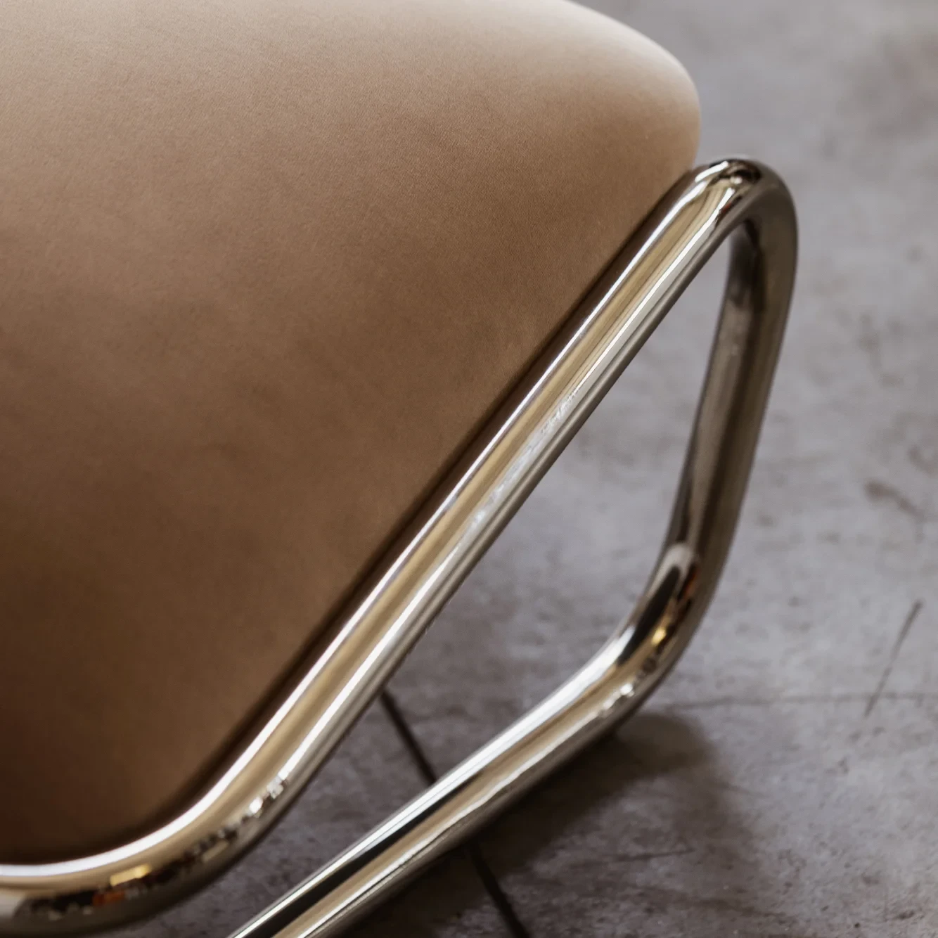 Modernist Lounge Chairs, Camel Velvet, 1970s, Set of 2, 1970