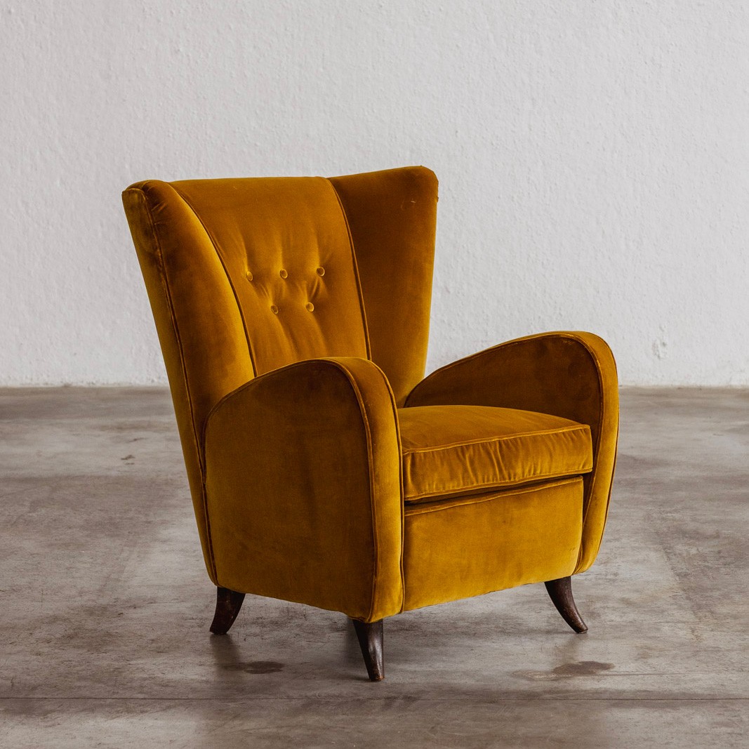 Paolo Buffa armchair for Egidio Proserpio, Velvet, 1956, 1956