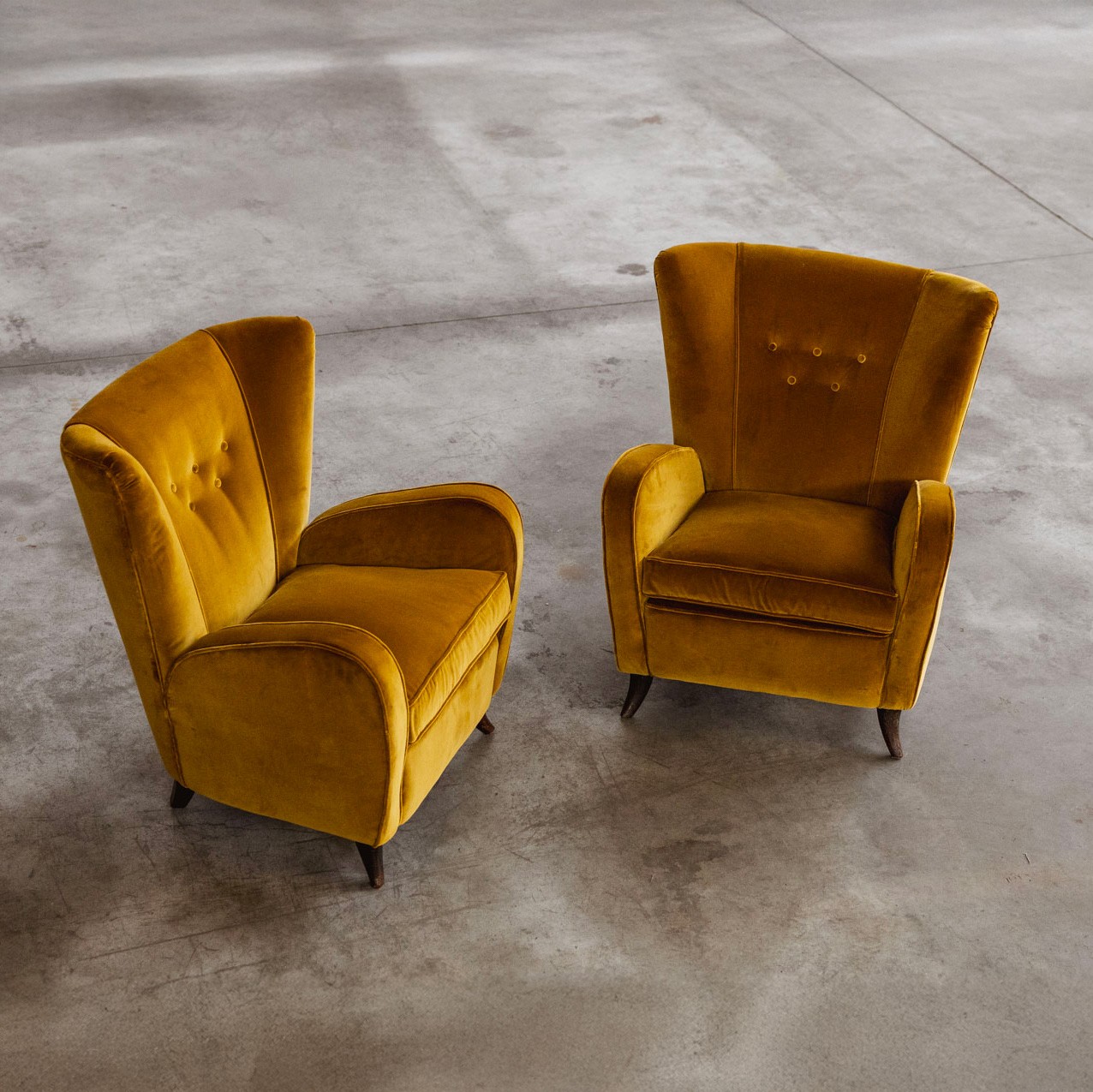 Paolo Buffa armchairs for Egidio Proserpio, velvet, 1956, set of 2, 1956