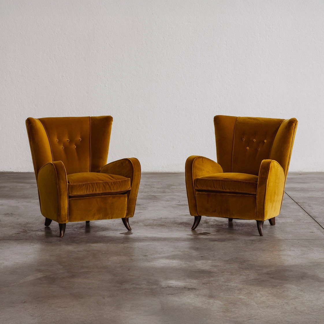 Paolo Buffa armchairs for Egidio Proserpio, Velvet, 1956, set of 2, 1956
