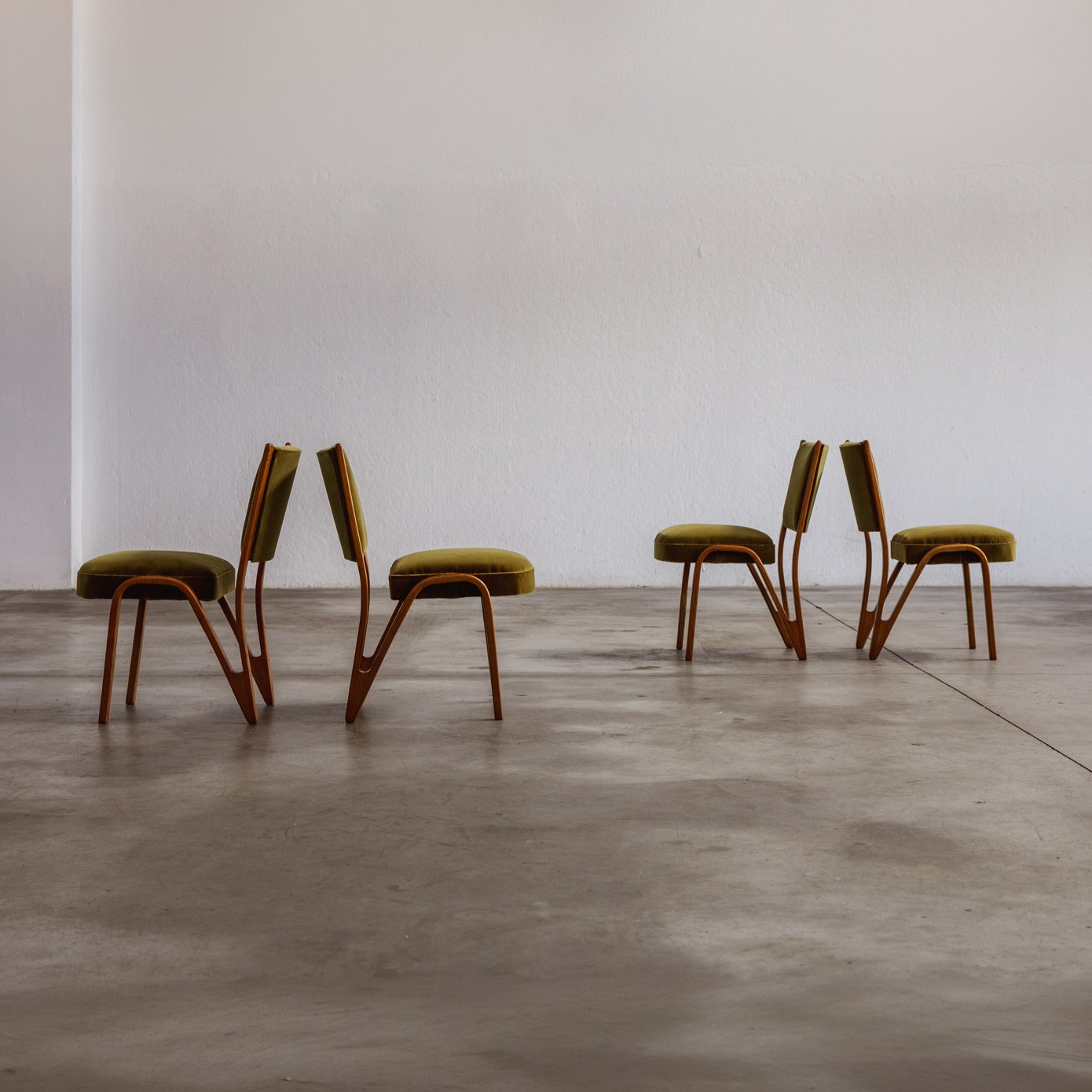 Paul Bode Dining Chairs for Deutsche Federholzgesellschaft, 1955, Set of 6, 1955